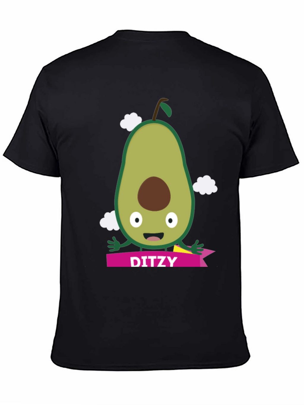 Camiseta Negra con Aguacate Ditzy para Hombre