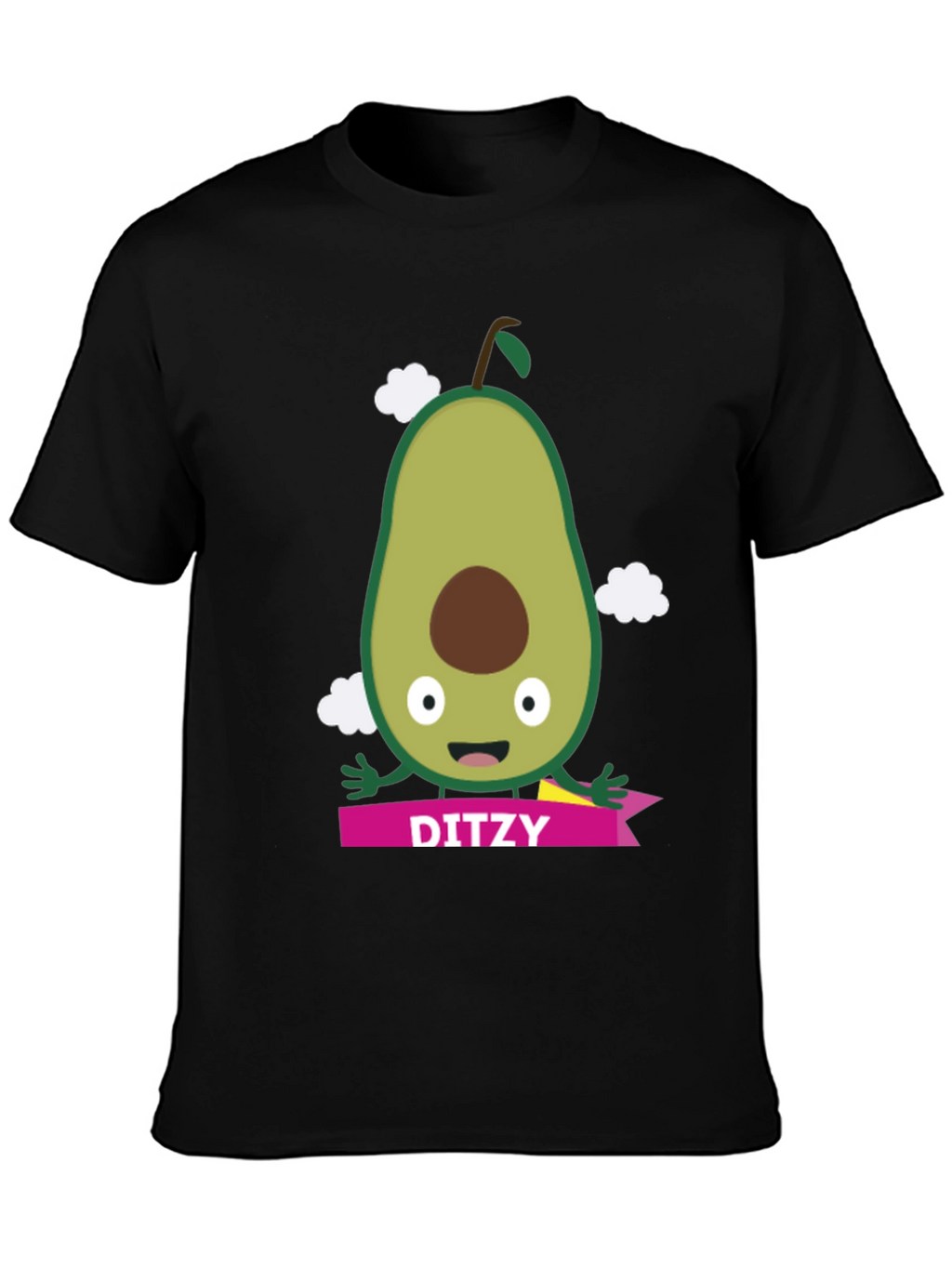 Camiseta Negra con Aguacate Ditzy para Hombre