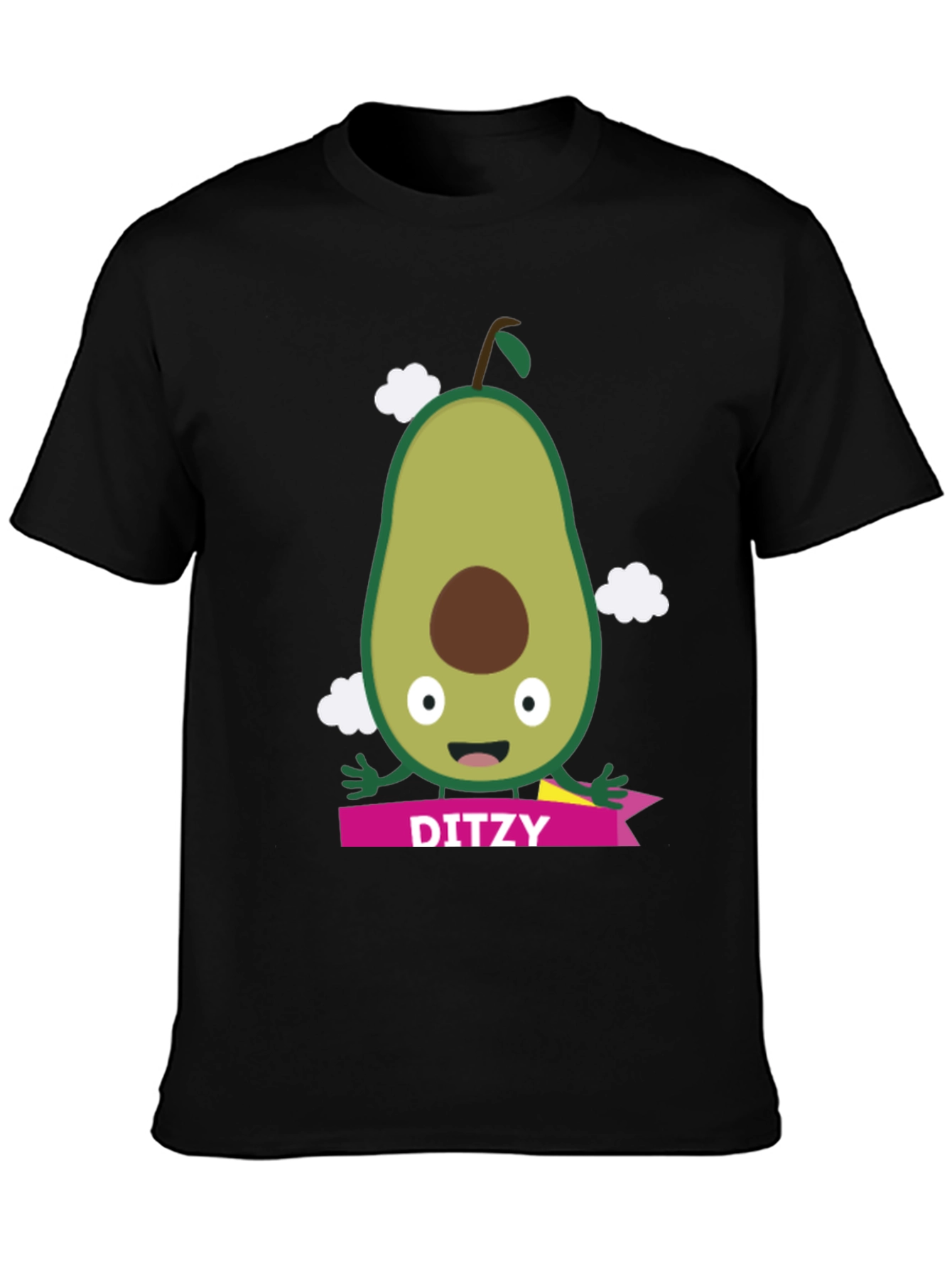 Camiseta Negra con Aguacate Ditzy para Hombre