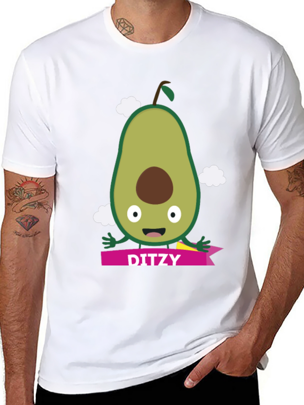 Camiseta Negra con Aguacate Ditzy para Hombre