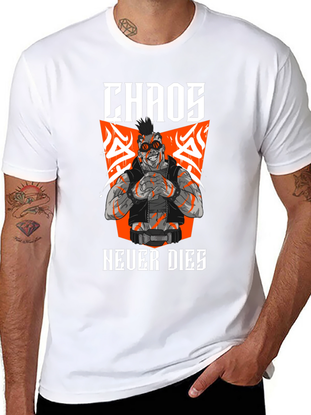 Camiseta Negra Chaos Never Dies Estilo Cyberpunk