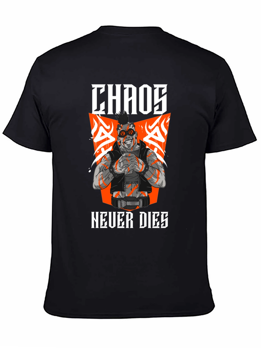 Camiseta Negra Chaos Never Dies Estilo Cyberpunk