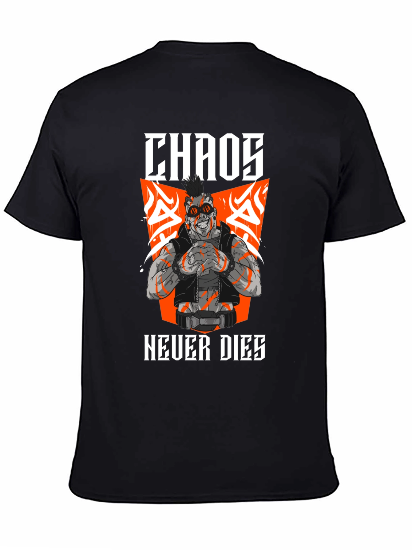 Camiseta Negra Chaos Never Dies Estilo Cyberpunk