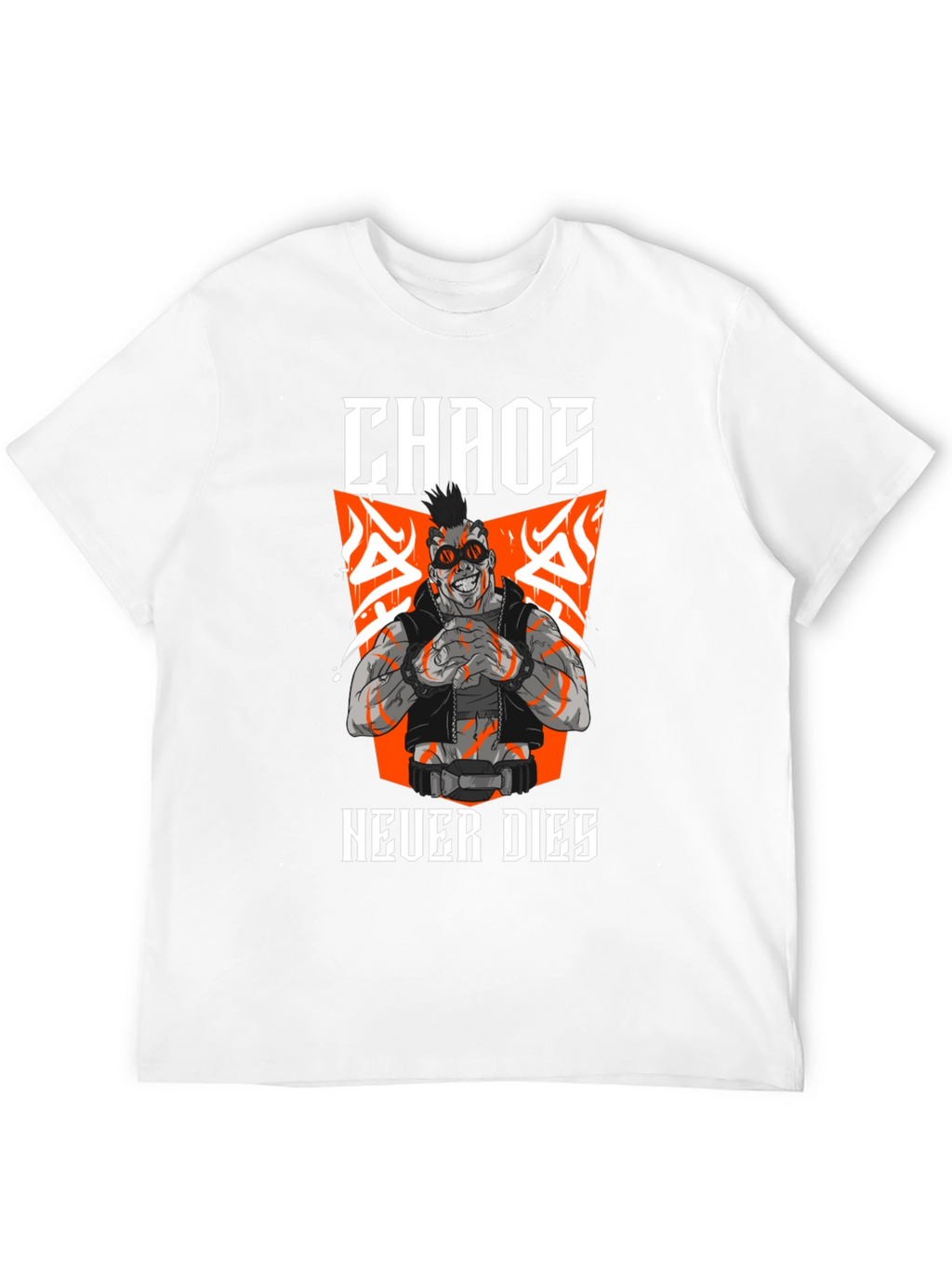 Camiseta Negra Chaos Never Dies Estilo Cyberpunk