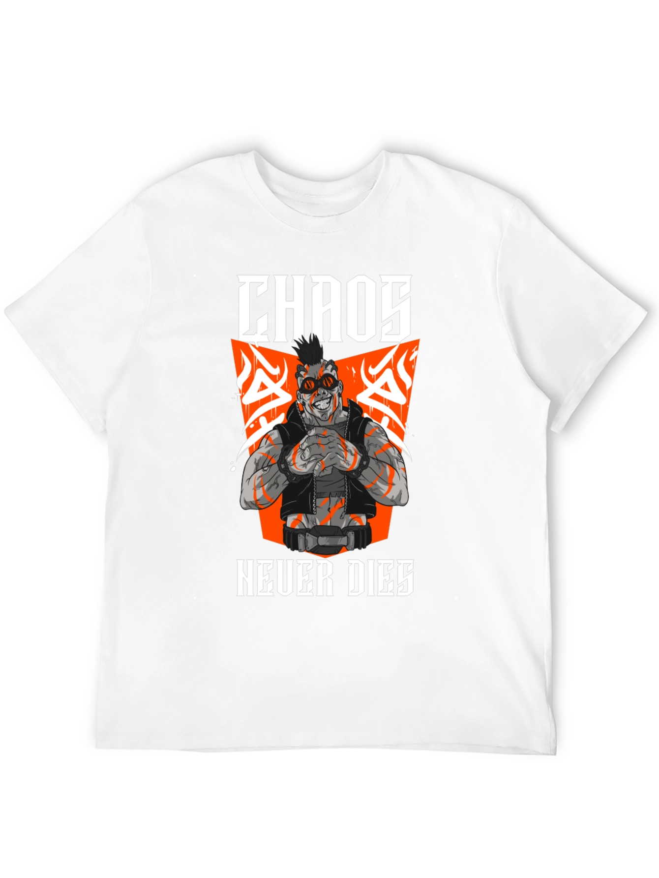 Camiseta Negra Chaos Never Dies Estilo Cyberpunk