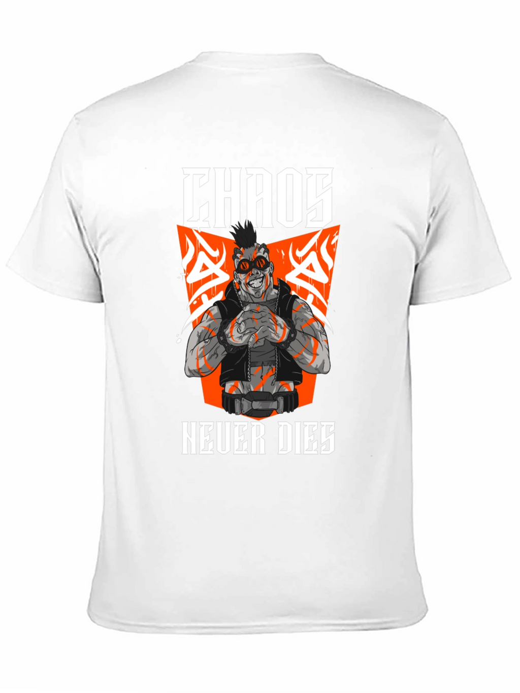 Camiseta Negra Chaos Never Dies Estilo Cyberpunk