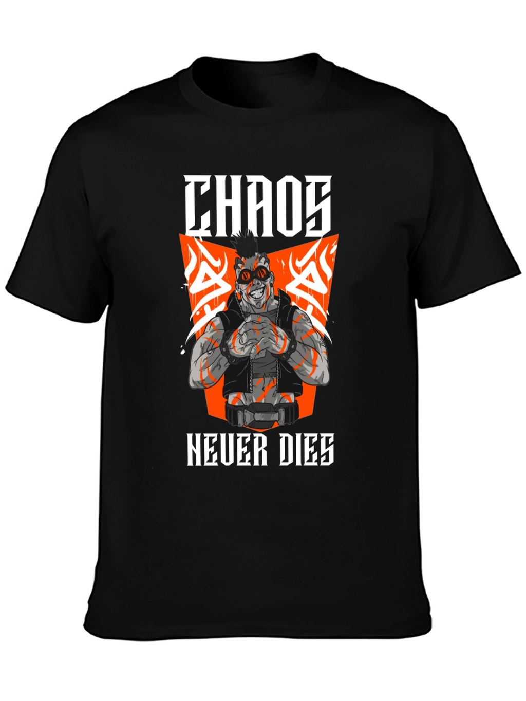 Camiseta Negra Chaos Never Dies Estilo Cyberpunk