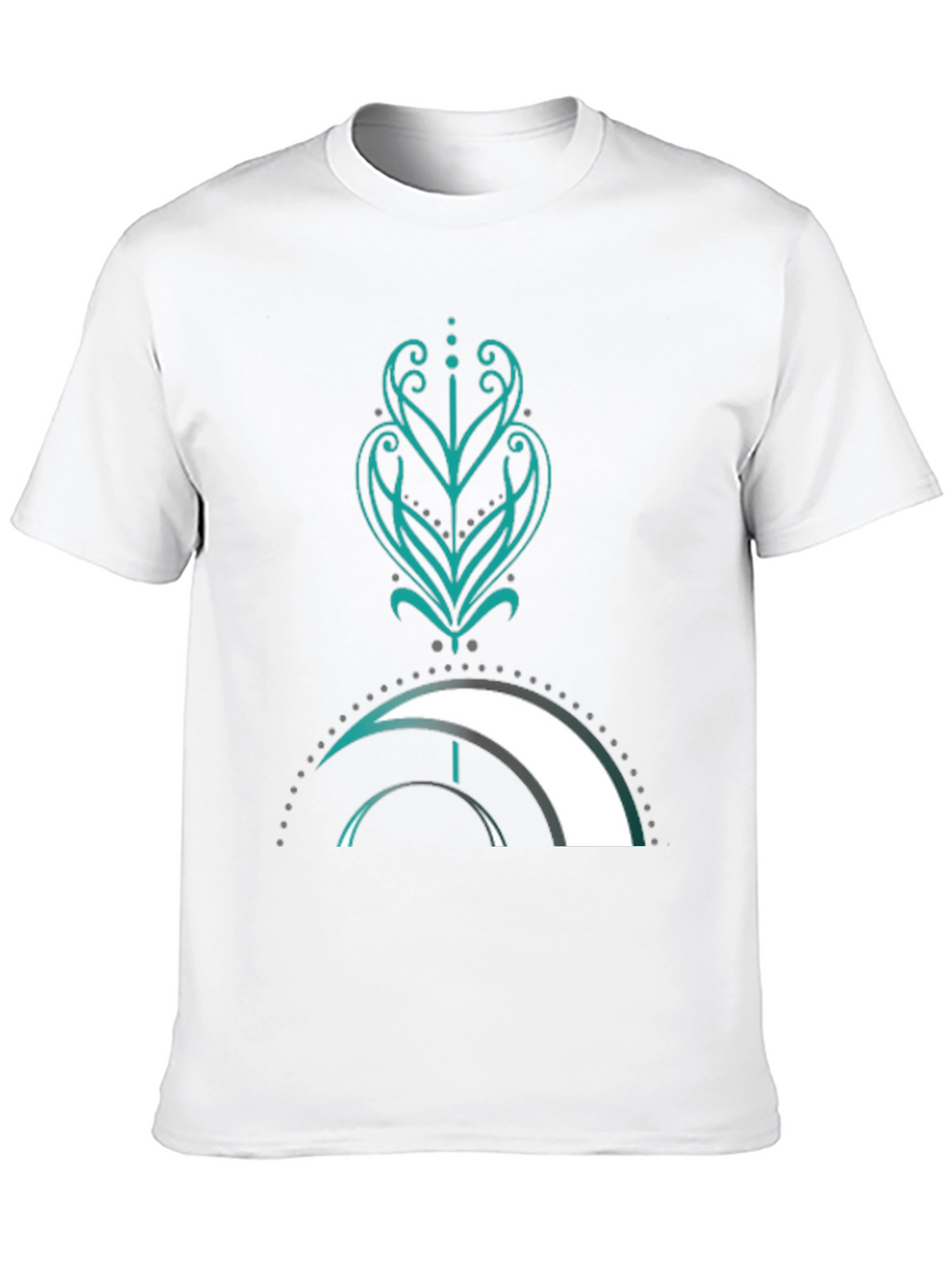 Camiseta Negra con Diseño Abstracto Turquesa