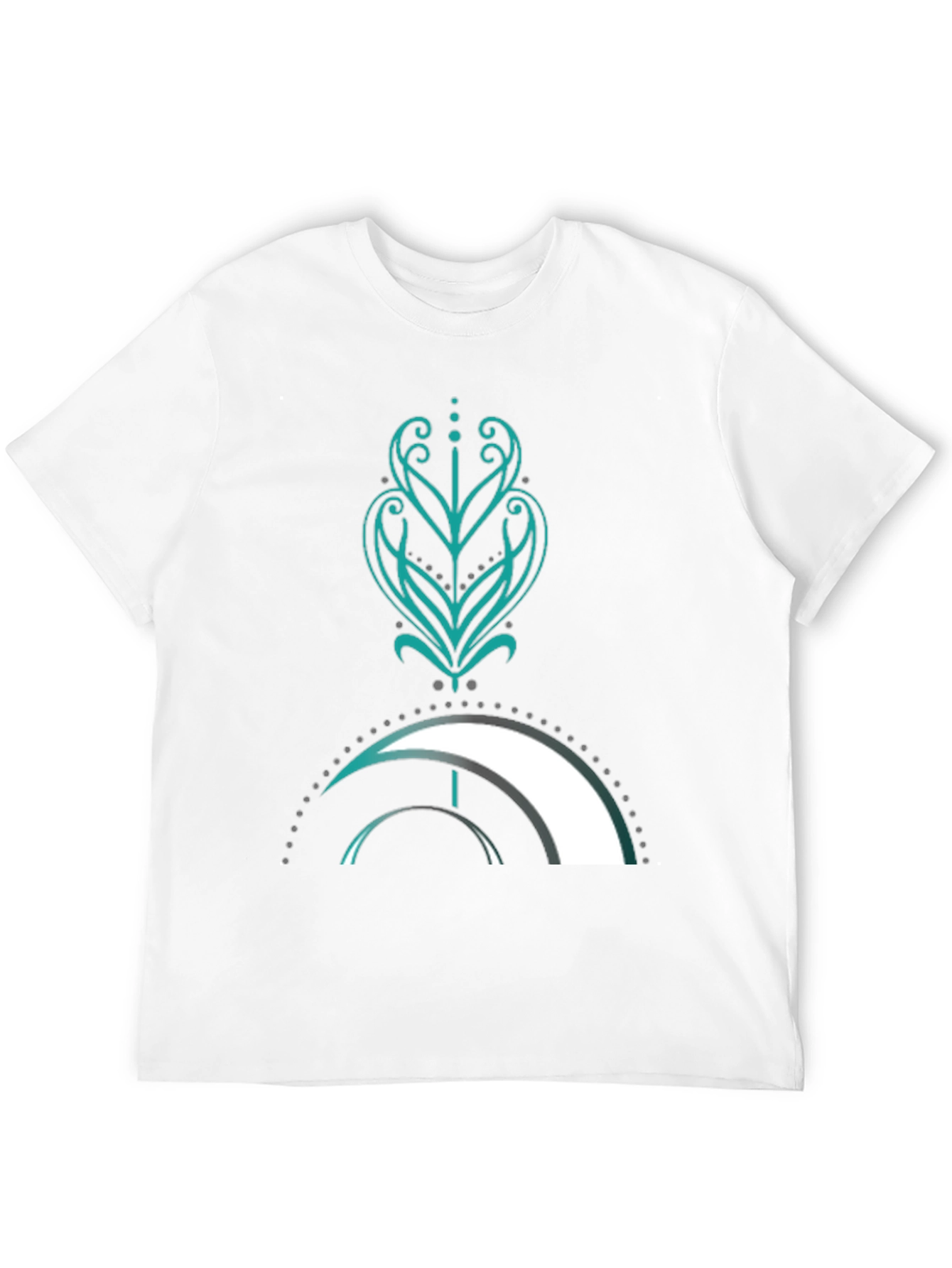 Camiseta Negra con Diseño Abstracto Turquesa