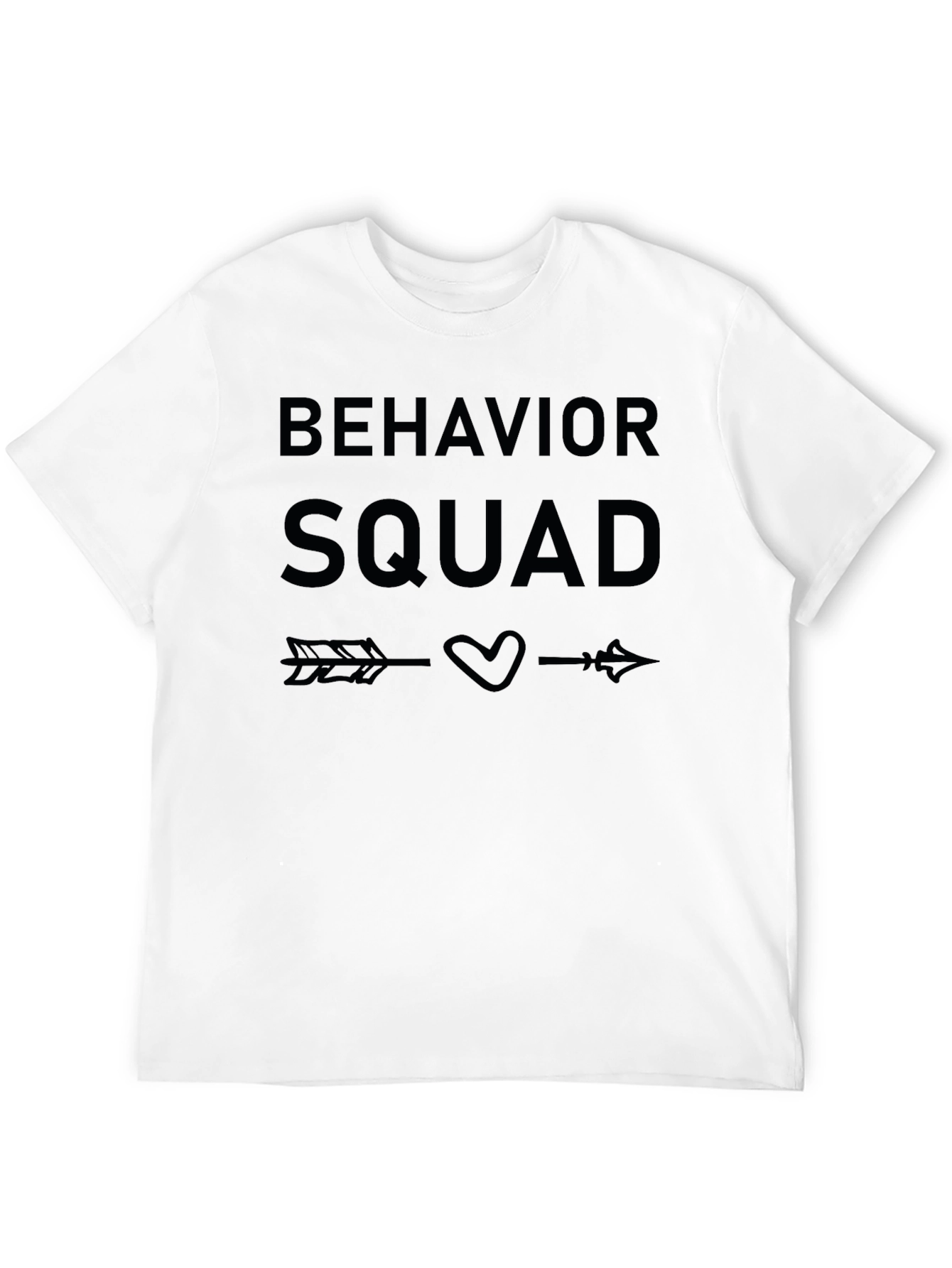 Camiseta Negra Behavior Squad con Diseño de Flecha y Corazón