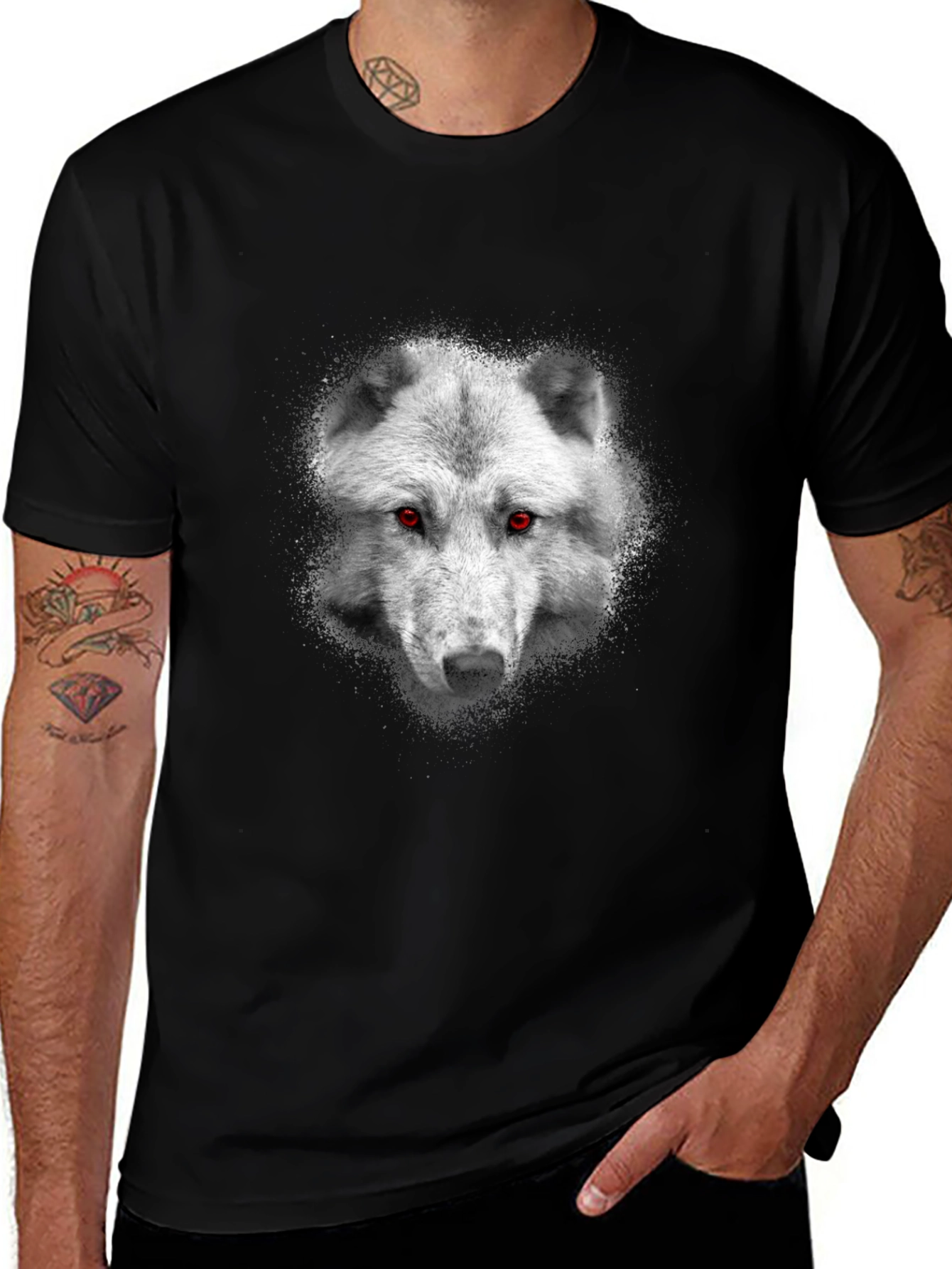 Camiseta Hombre Lobo Ojos Rojos - Estilo Único