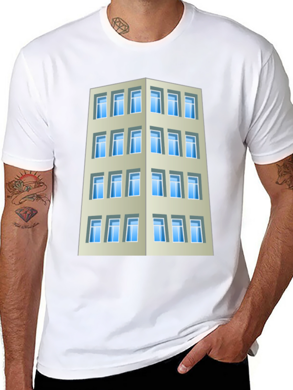Camiseta Hombre Edificio Urbano Diseño Original