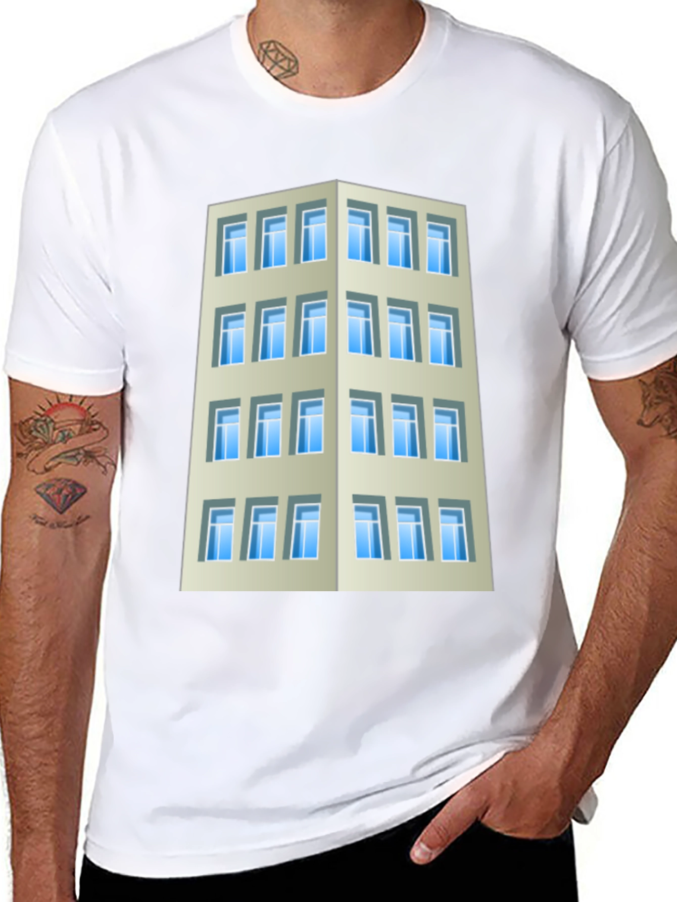 Camiseta Hombre Edificio Urbano Diseño Original