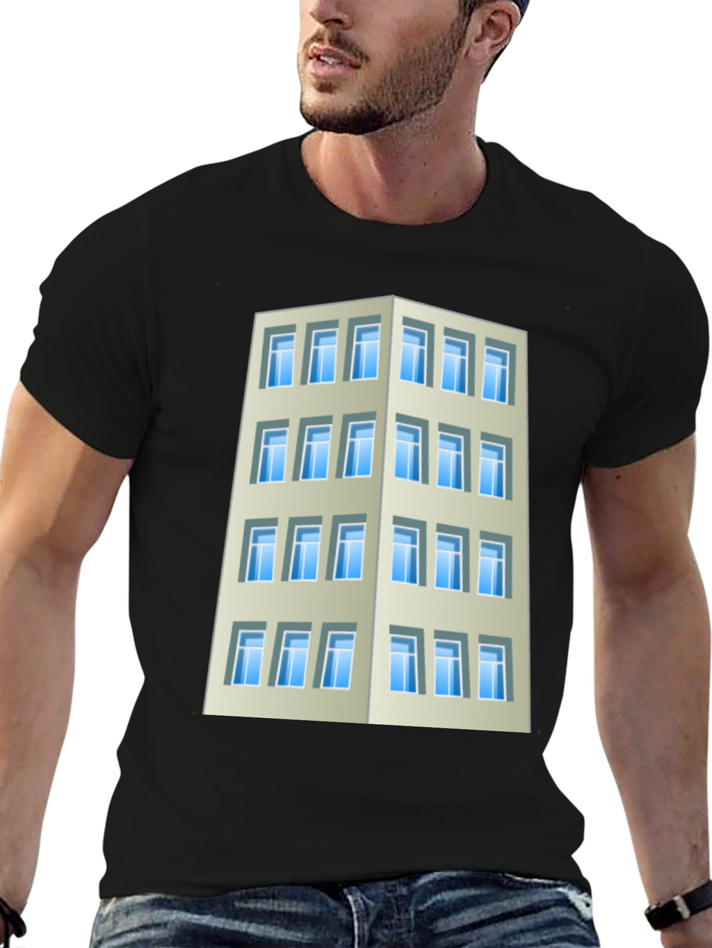 Camiseta Hombre Edificio Urbano Diseño Original