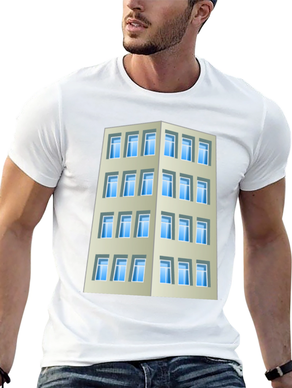 Camiseta Hombre Edificio Urbano Diseño Original