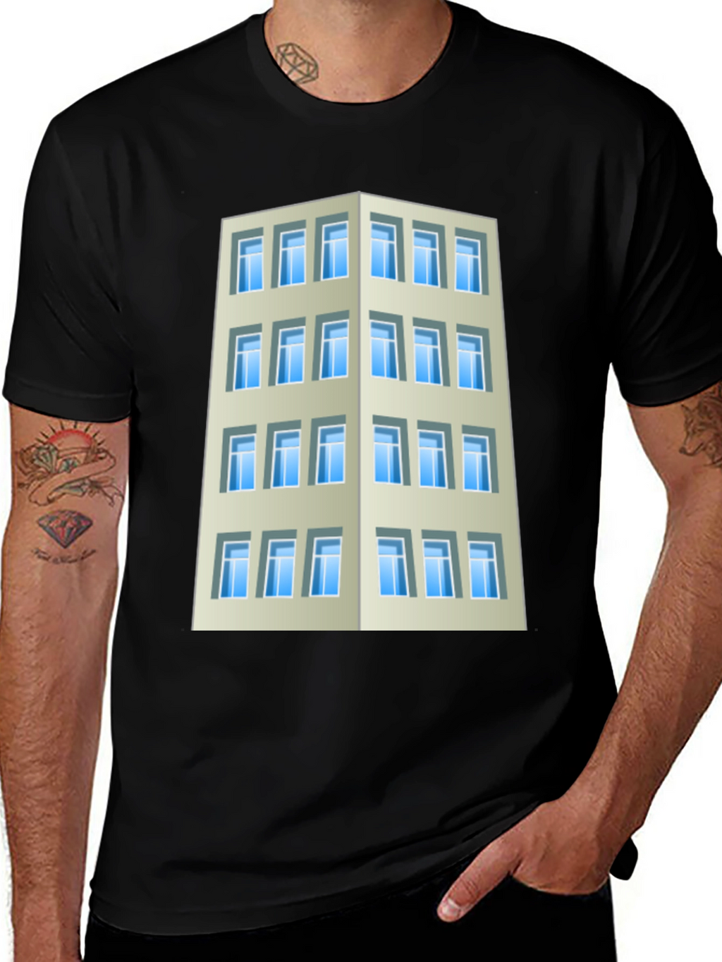 Camiseta Hombre Edificio Urbano Diseño Original