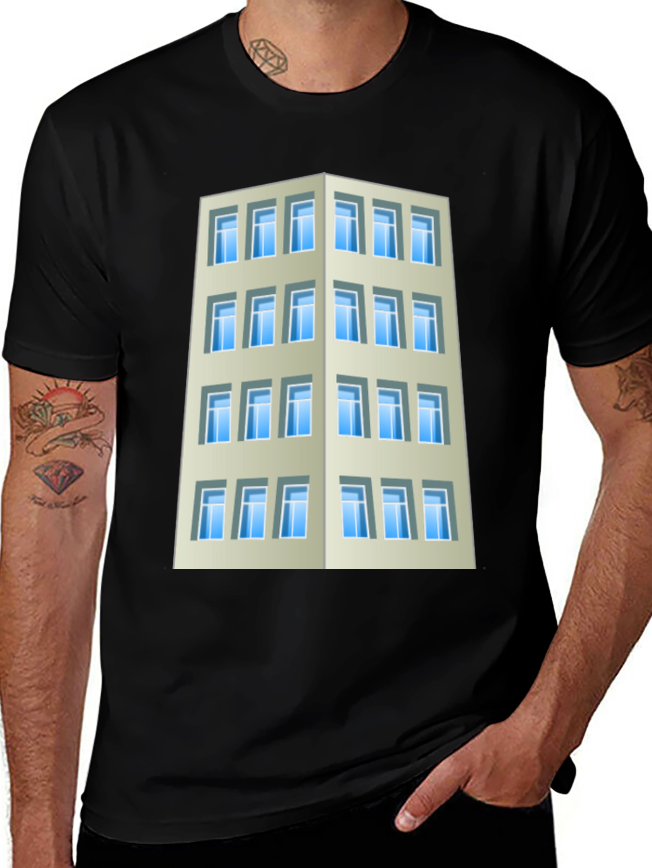 Camiseta Hombre Edificio Urbano Diseño Original