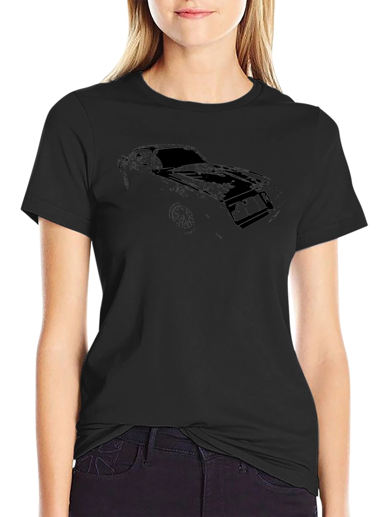 Camiseta Negra con Diseño de Coche Clásico