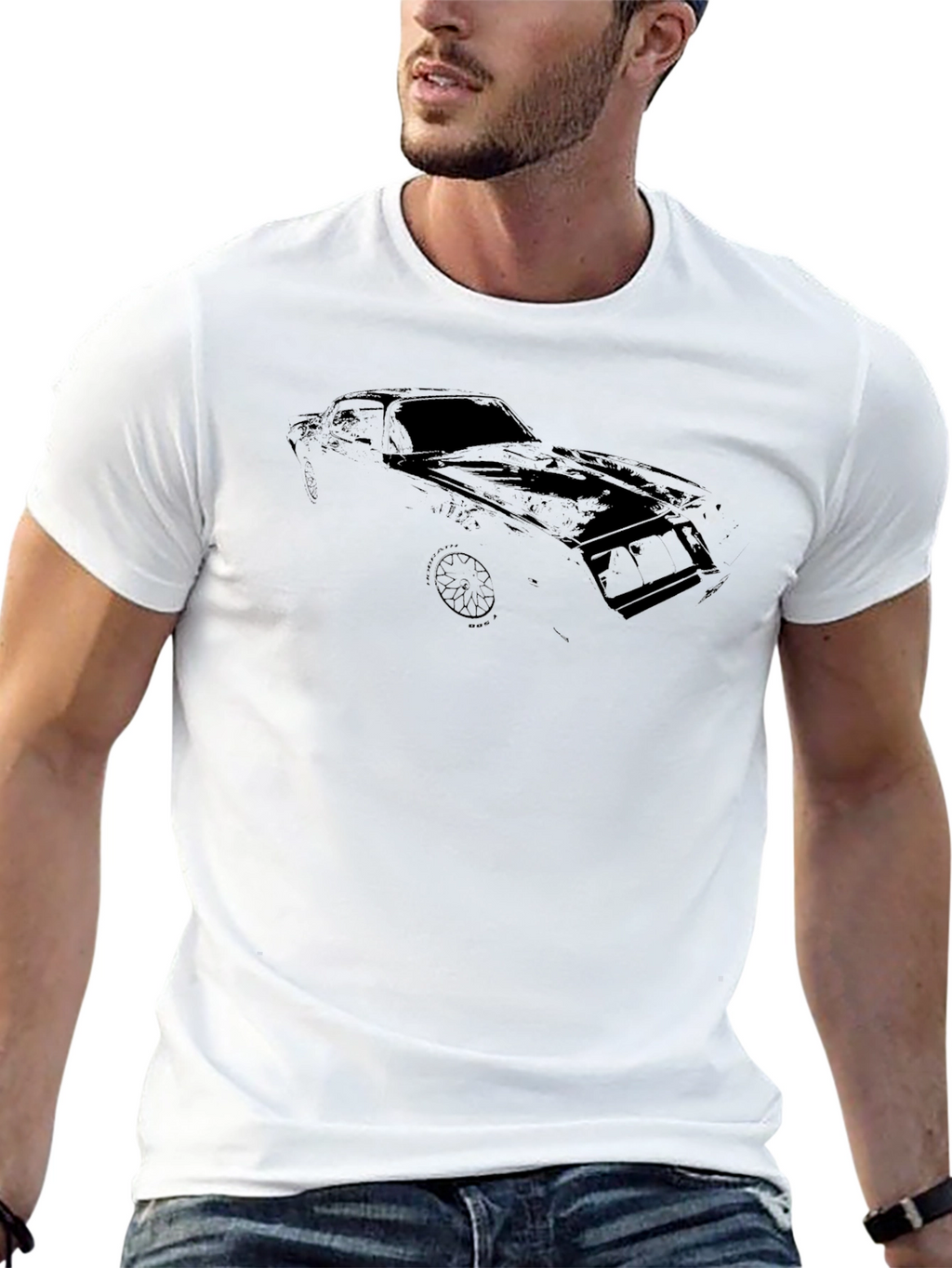 Camiseta Negra con Diseño de Coche Clásico