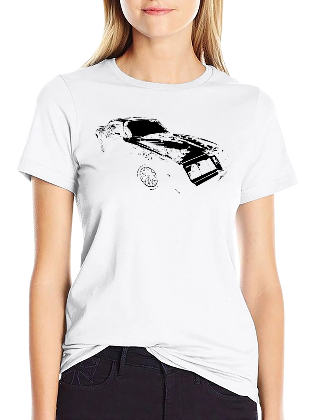Camiseta Negra con Diseño de Coche Clásico