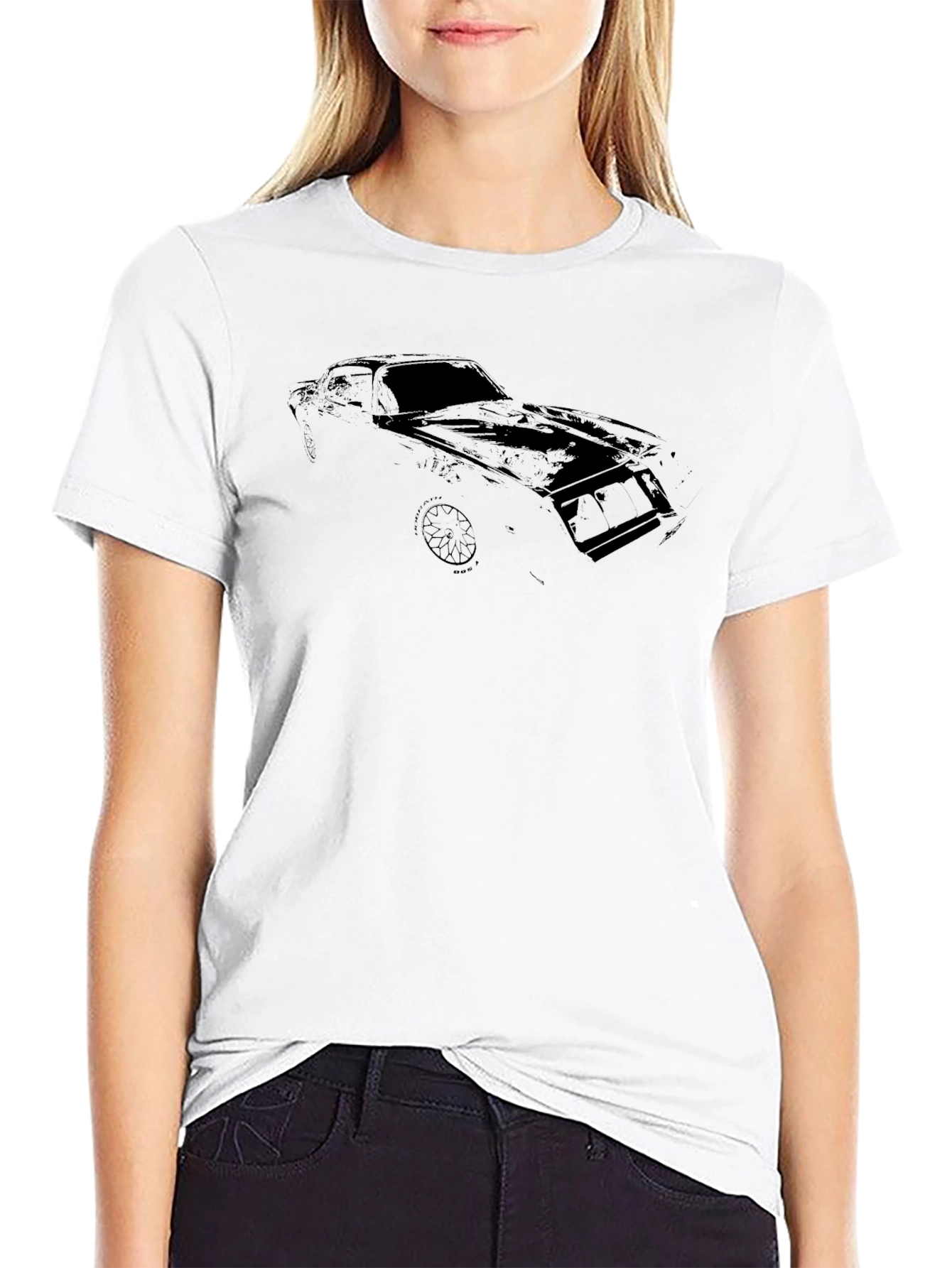 Camiseta Negra con Diseño de Coche Clásico