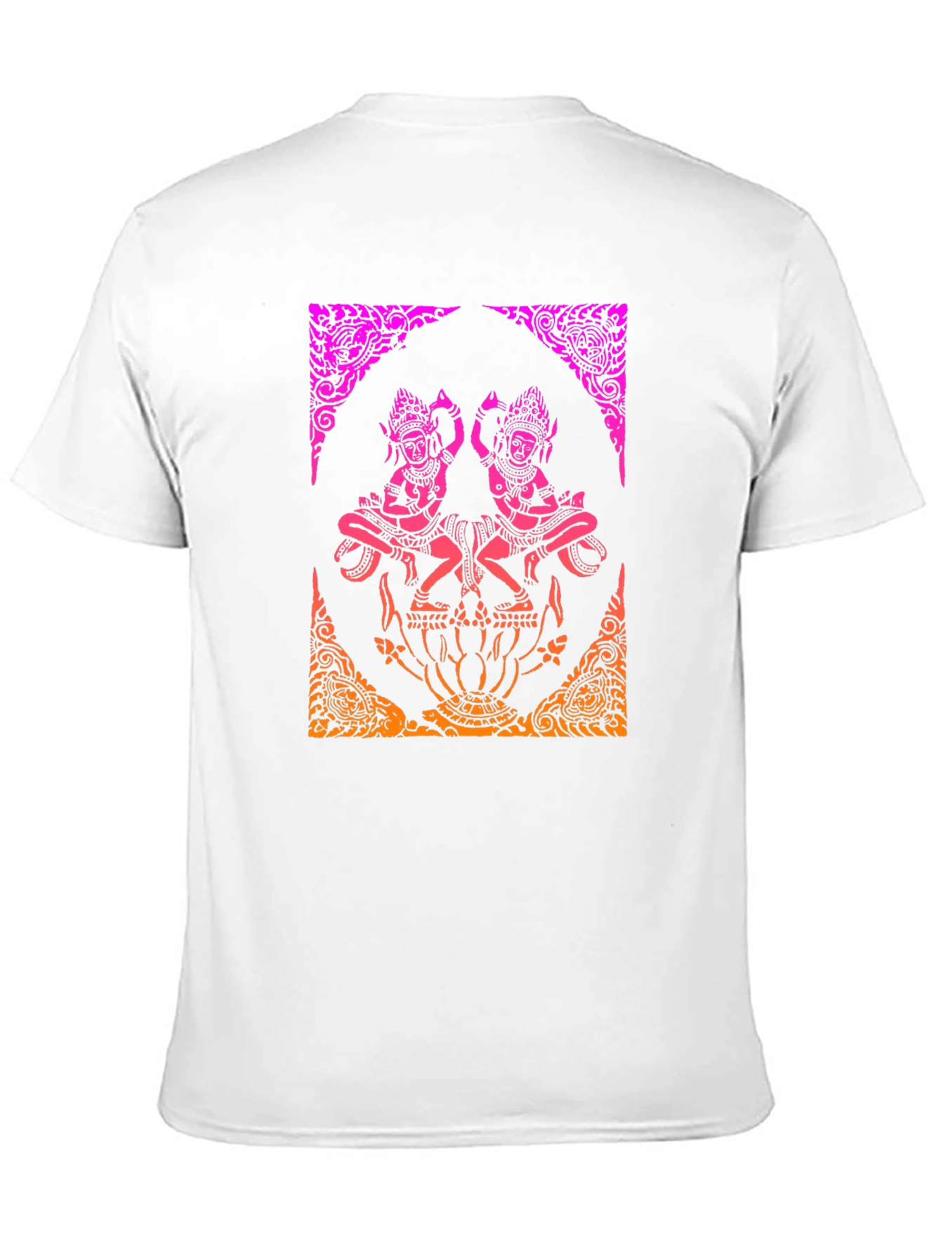 Camiseta Negra con Diseño Artístico de Apsaras Camboyanas