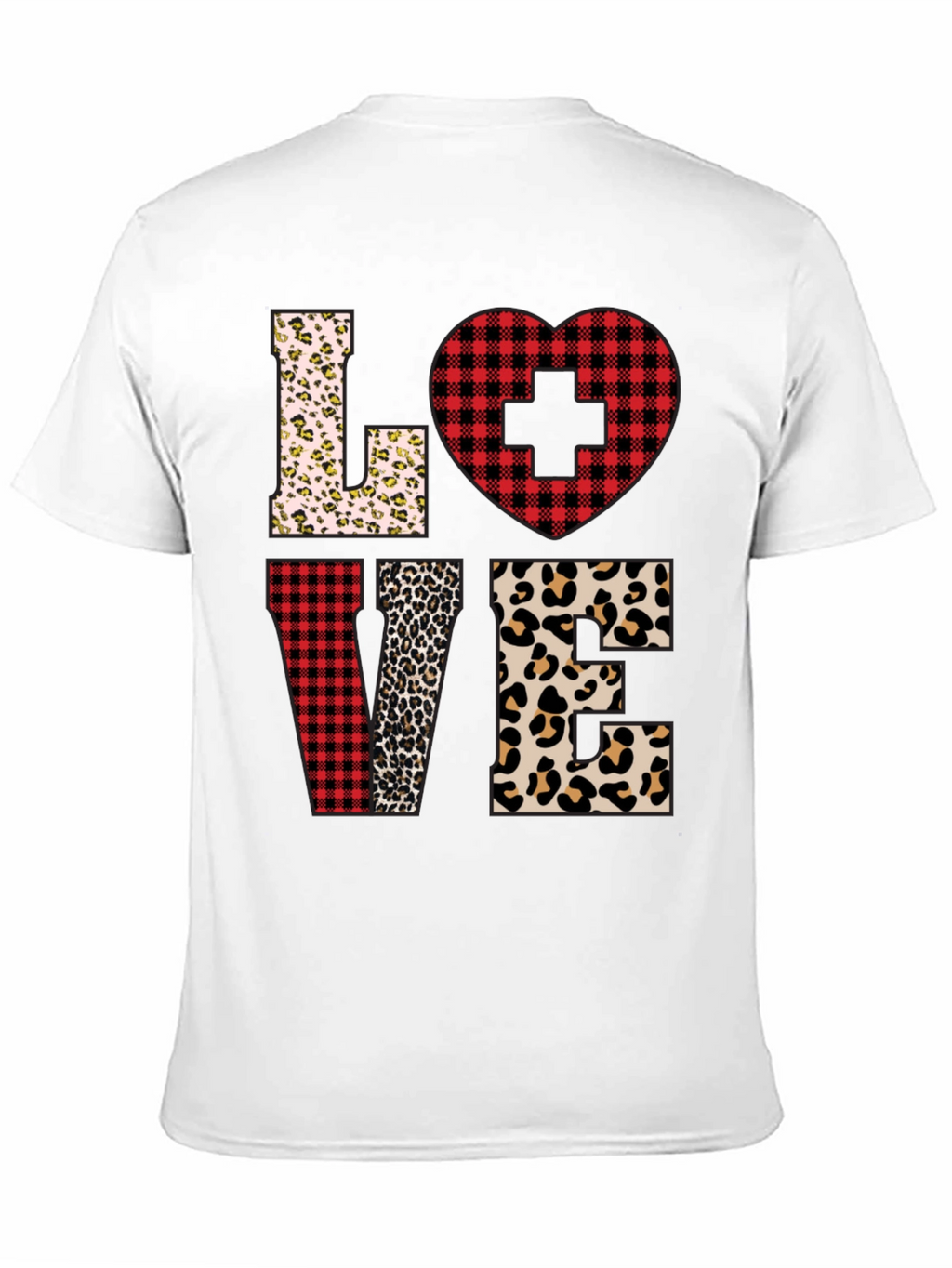 Camiseta Love Enfermera Diseño Leopardo y Cuadros