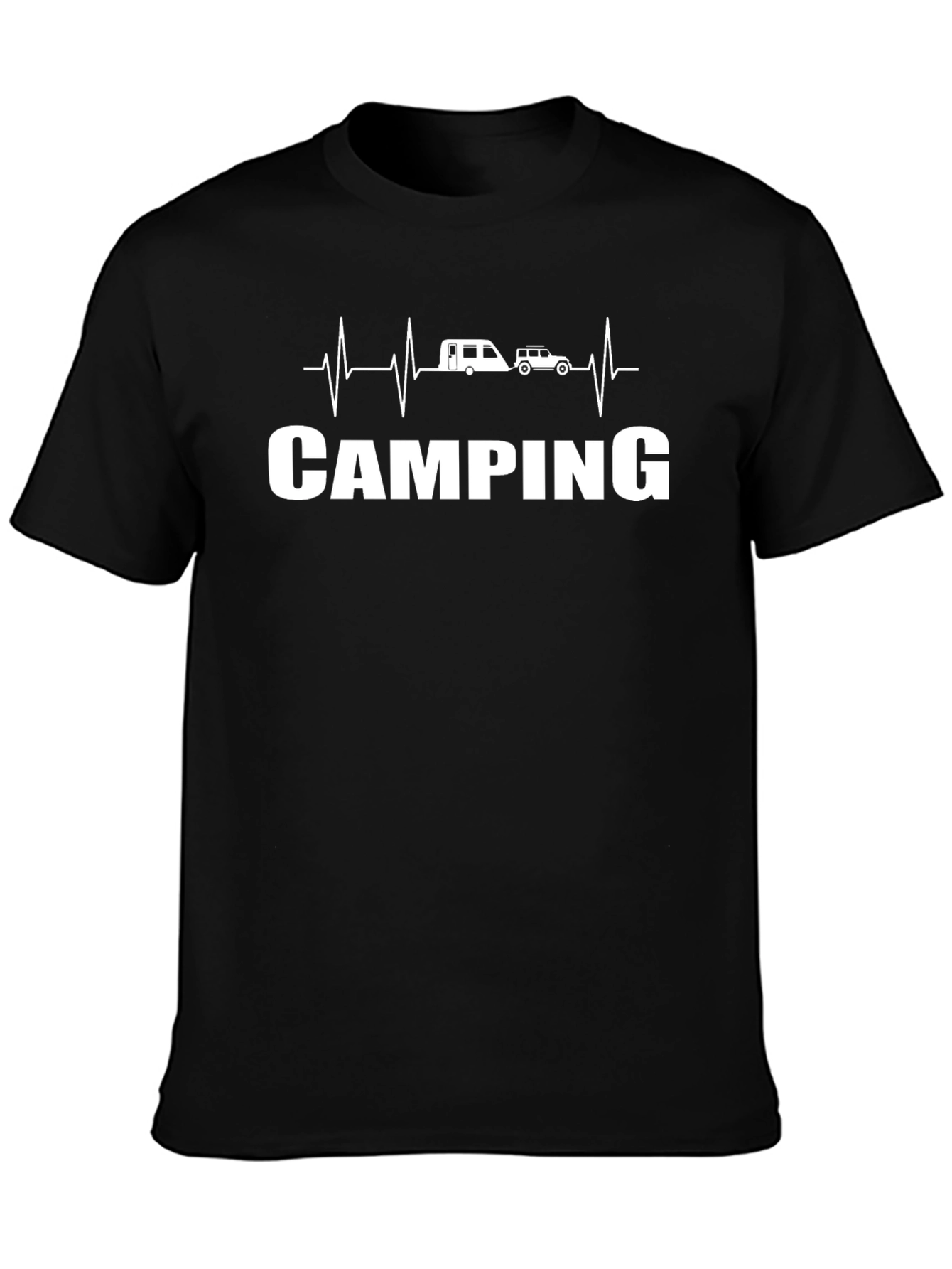 Camiseta Negra Camping Heartbeat