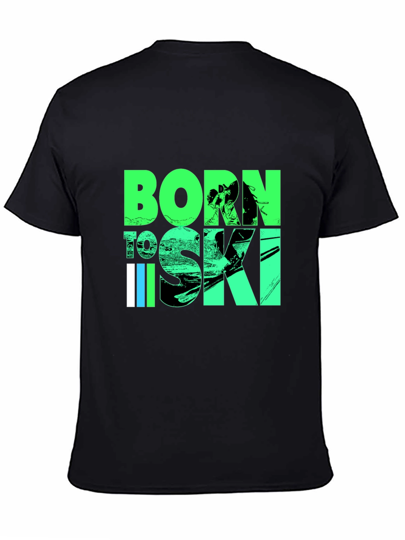 Camiseta Negra Born to Ski para Amantes del Esquí