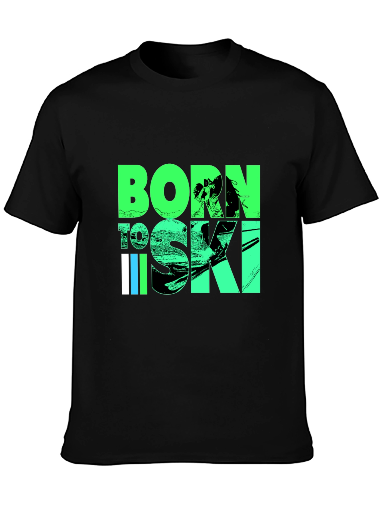 Camiseta Negra Born to Ski para Amantes del Esquí