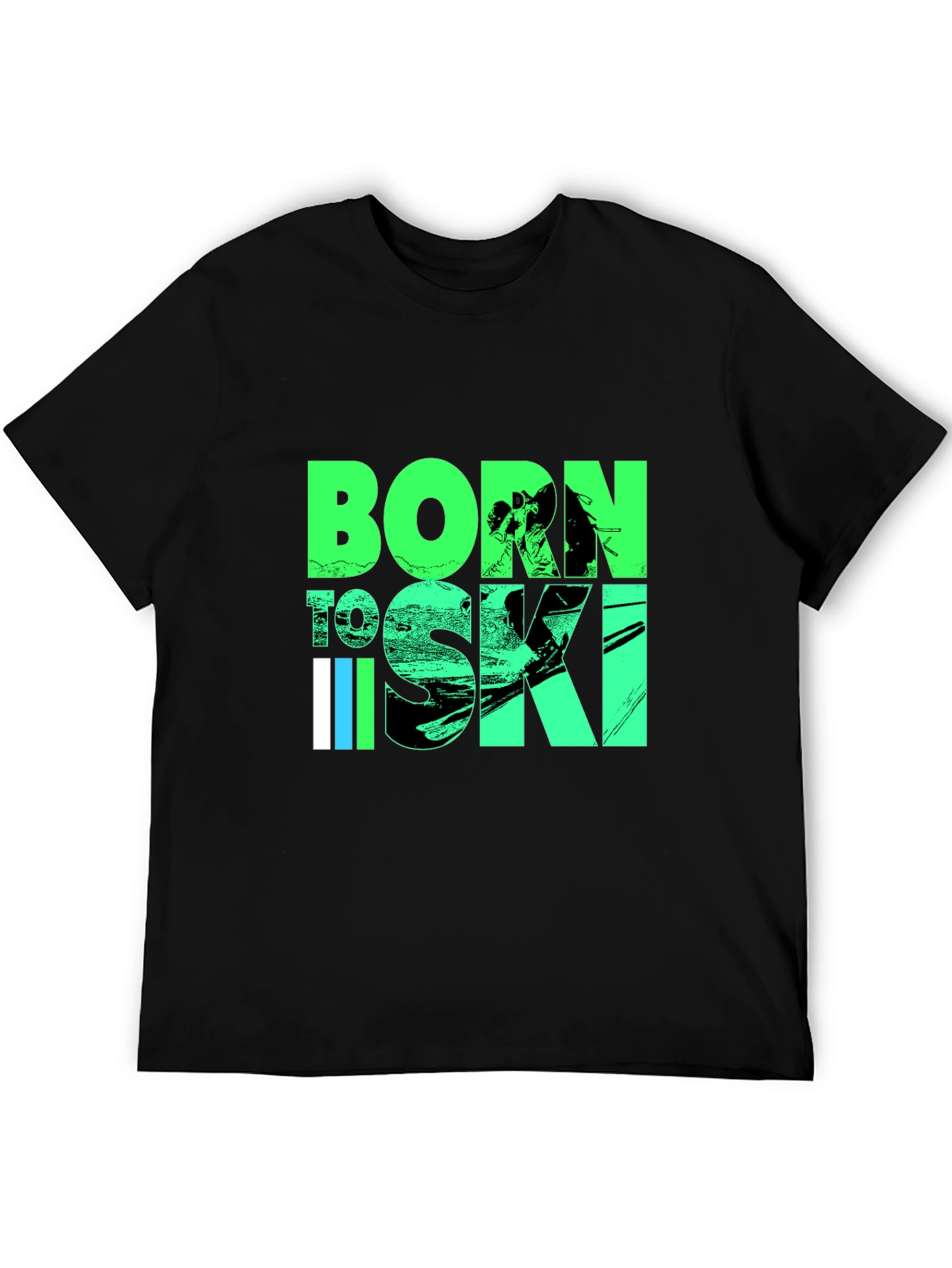 Camiseta Negra Born to Ski para Amantes del Esquí