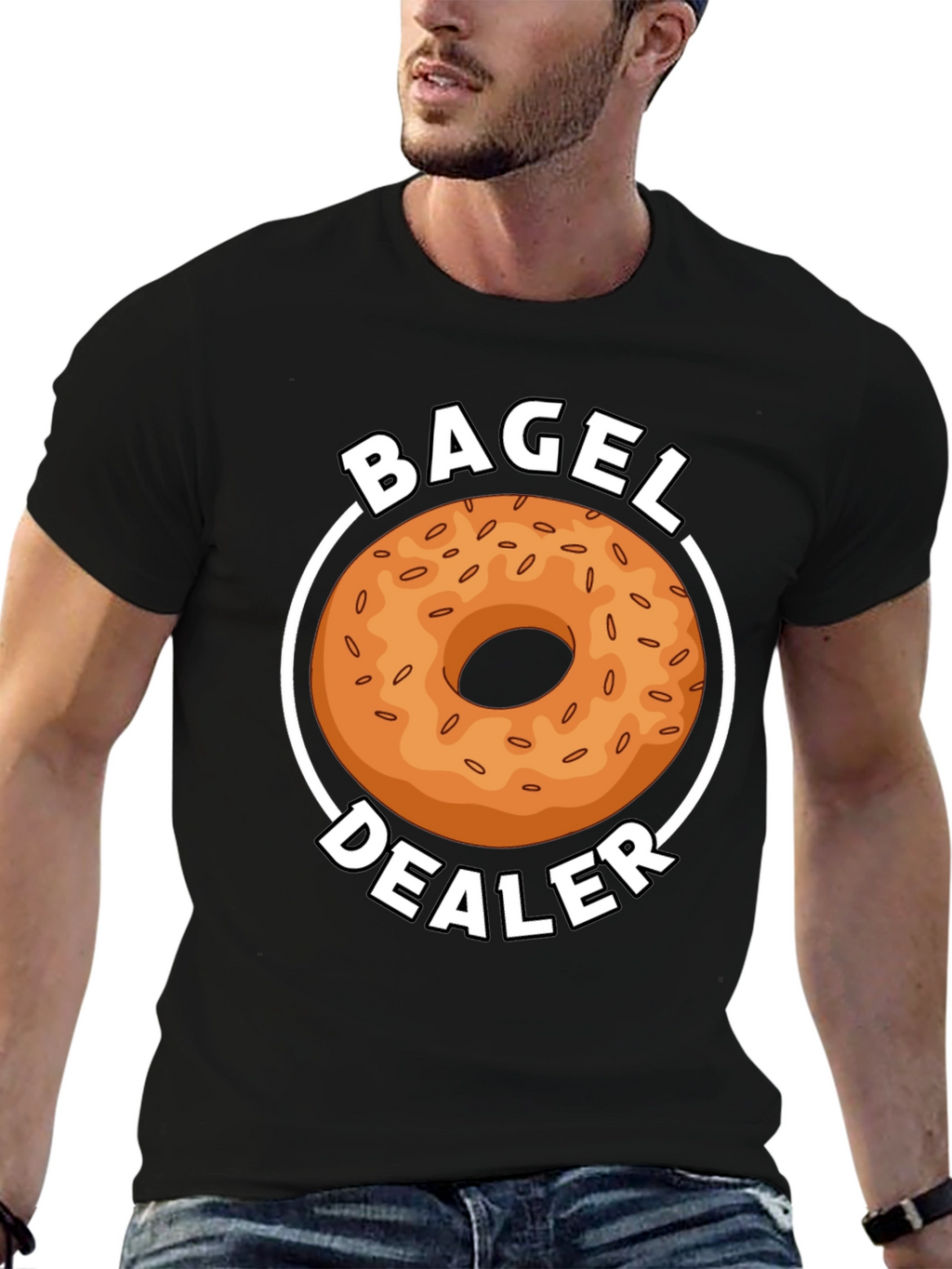 Camiseta Negra Bagel Dealer Divertida