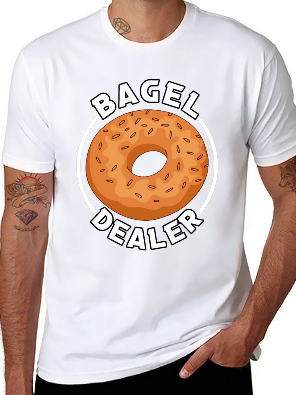 Camiseta Negra Bagel Dealer Divertida