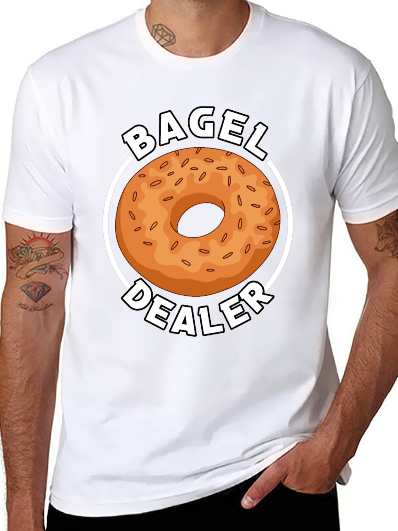 Camiseta Negra Bagel Dealer Divertida