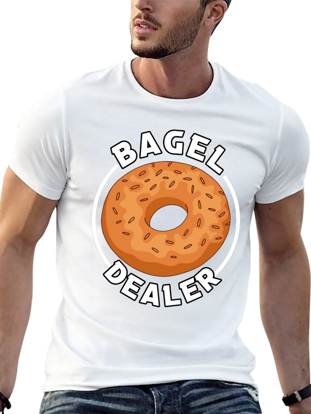 Camiseta Negra Bagel Dealer Divertida
