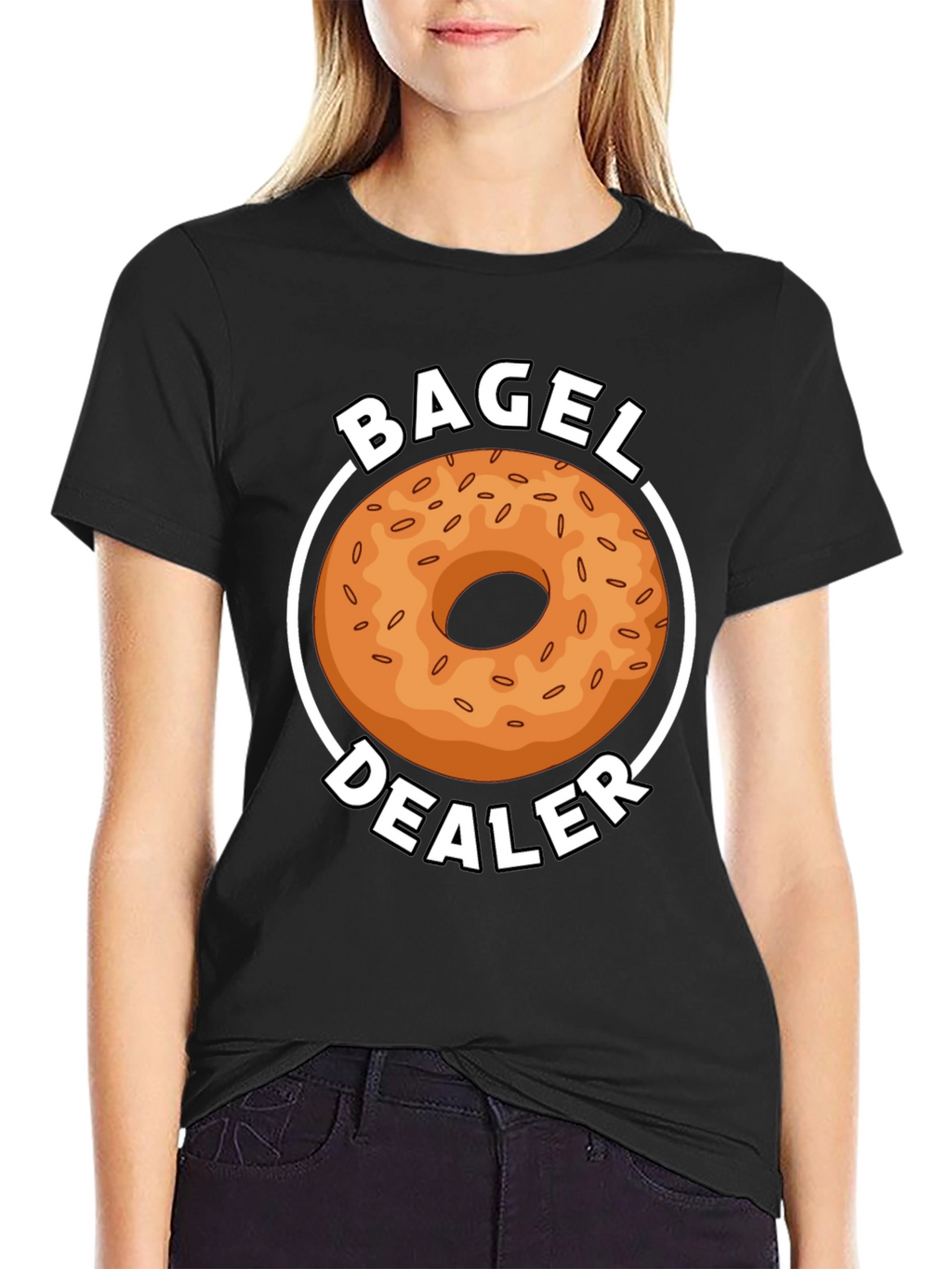Camiseta Negra Bagel Dealer Divertida