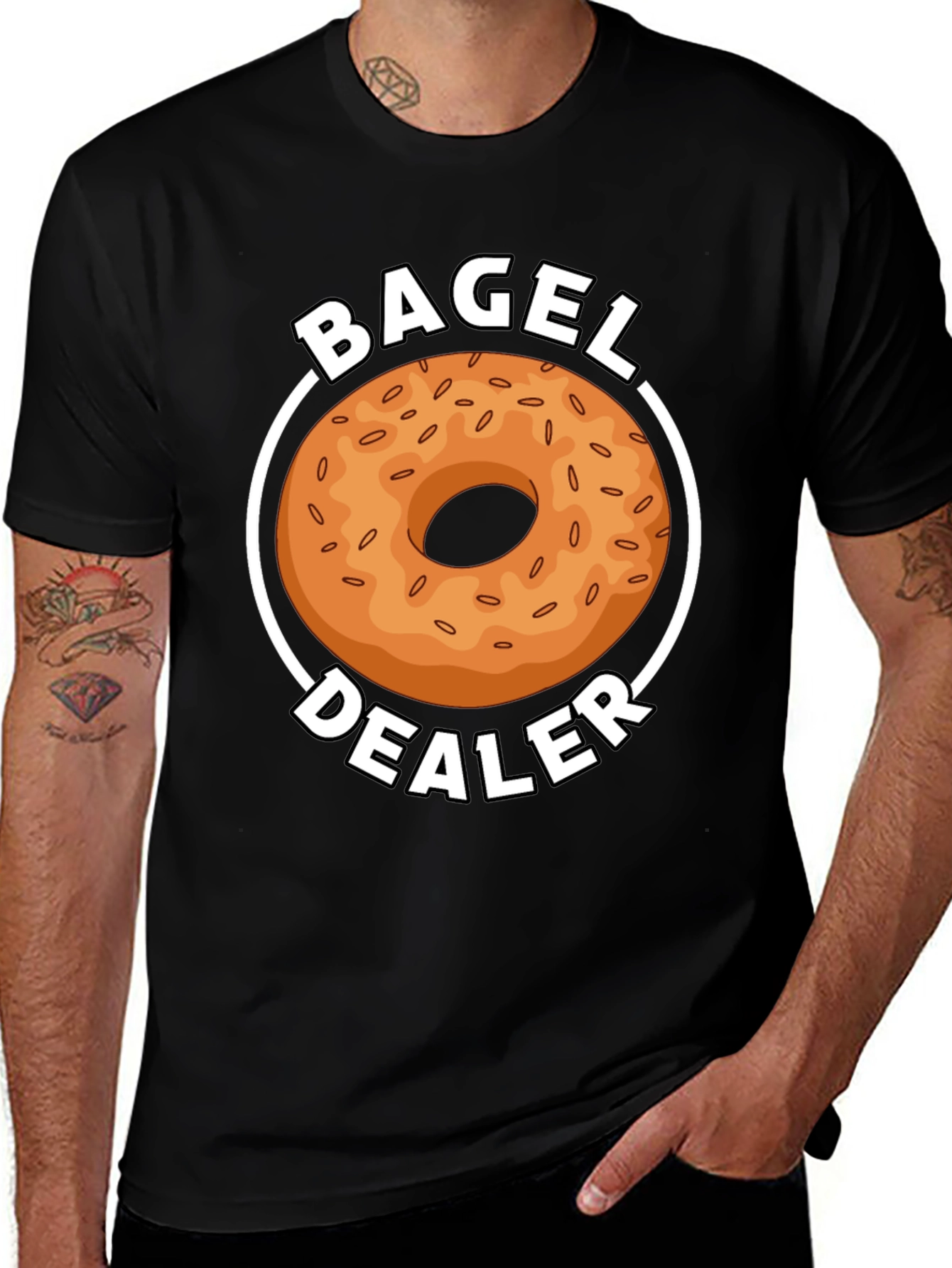 Camiseta Negra Bagel Dealer Divertida