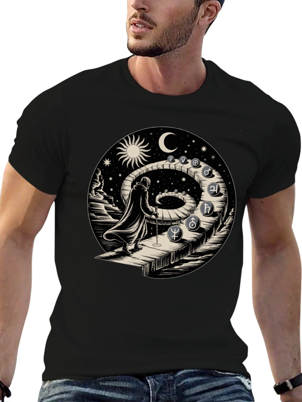 Camiseta Hombre Diseño Místico Astrología