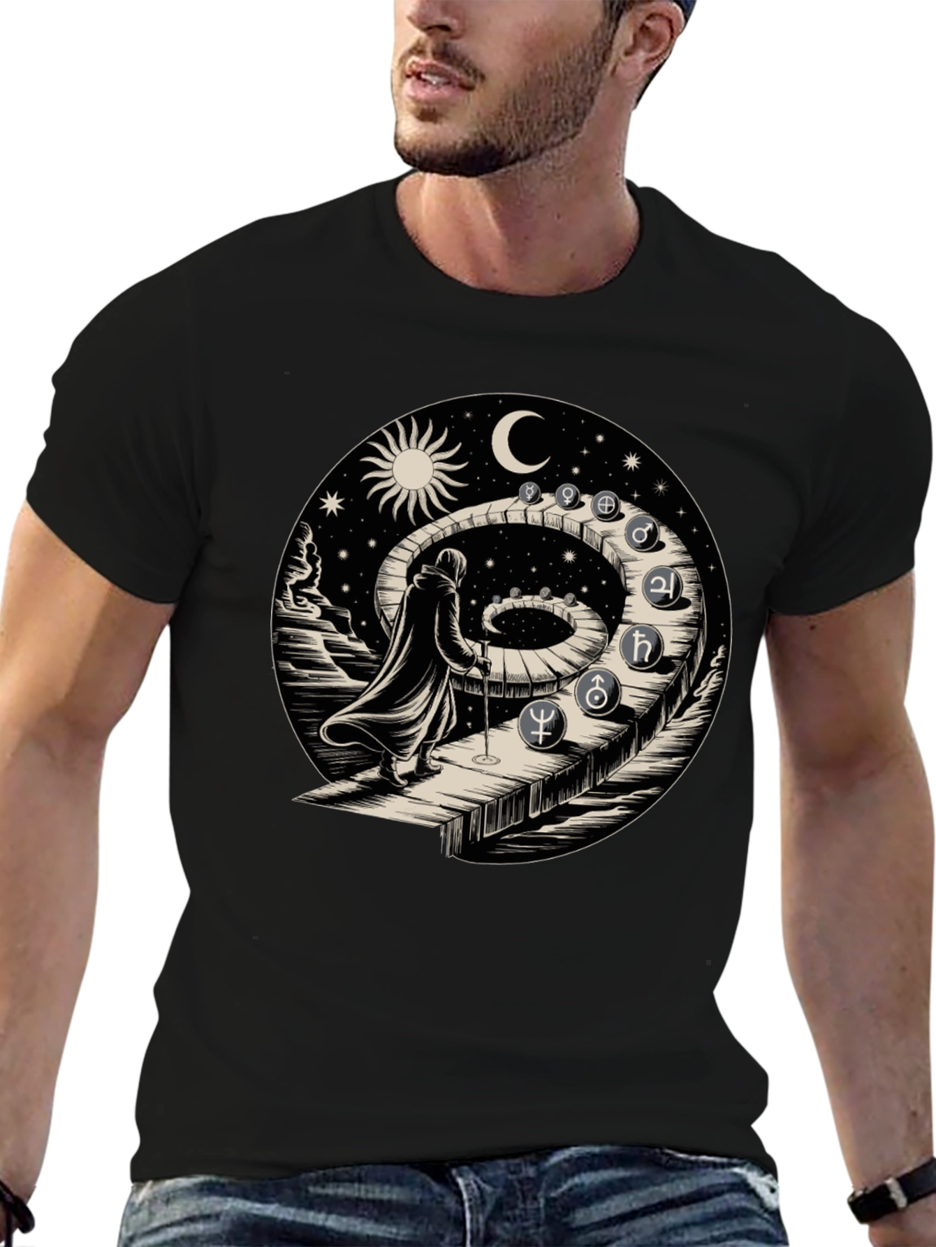 Camiseta Hombre Diseño Místico Astrología