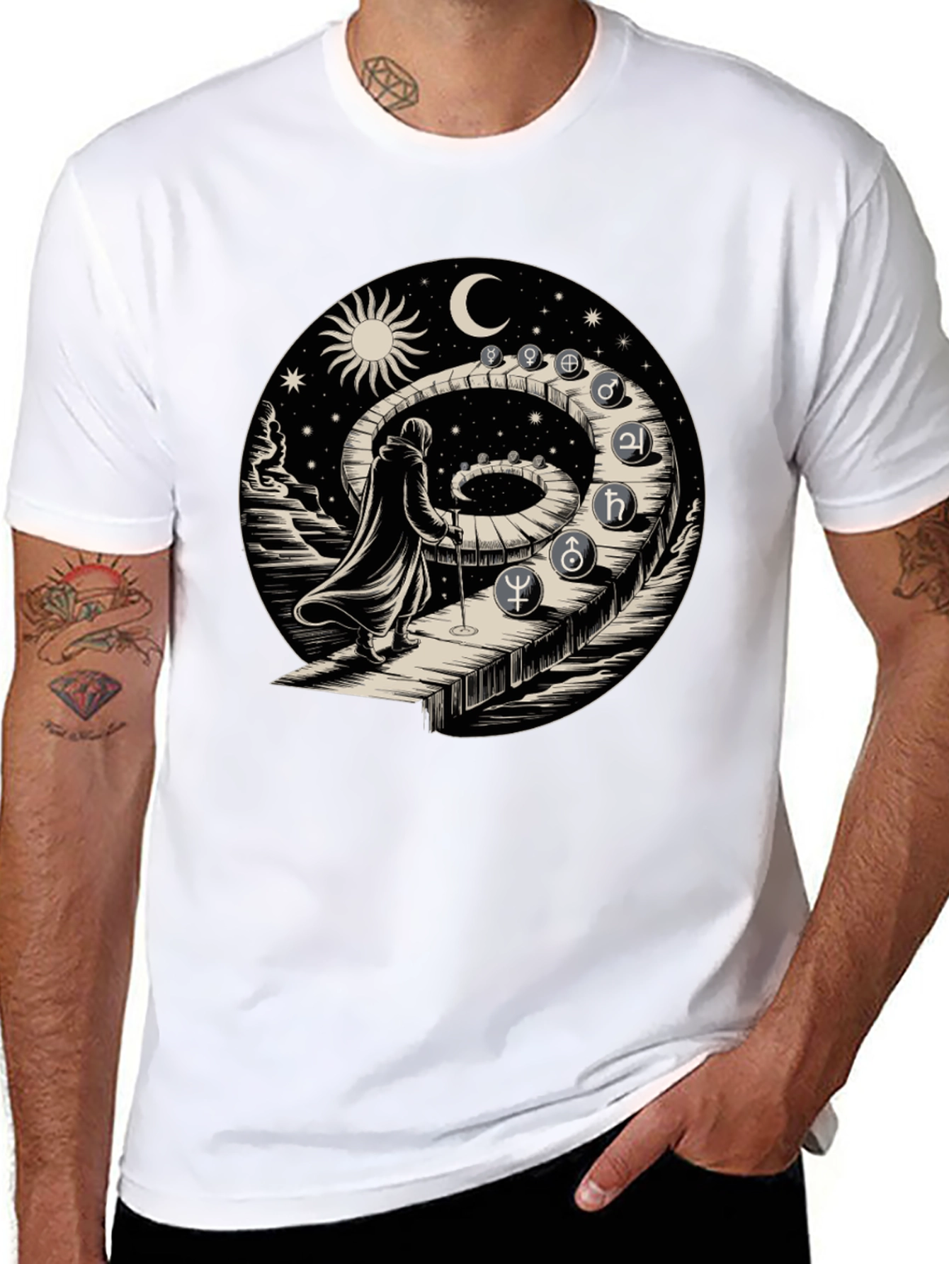 Camiseta Hombre Diseño Místico Astrología