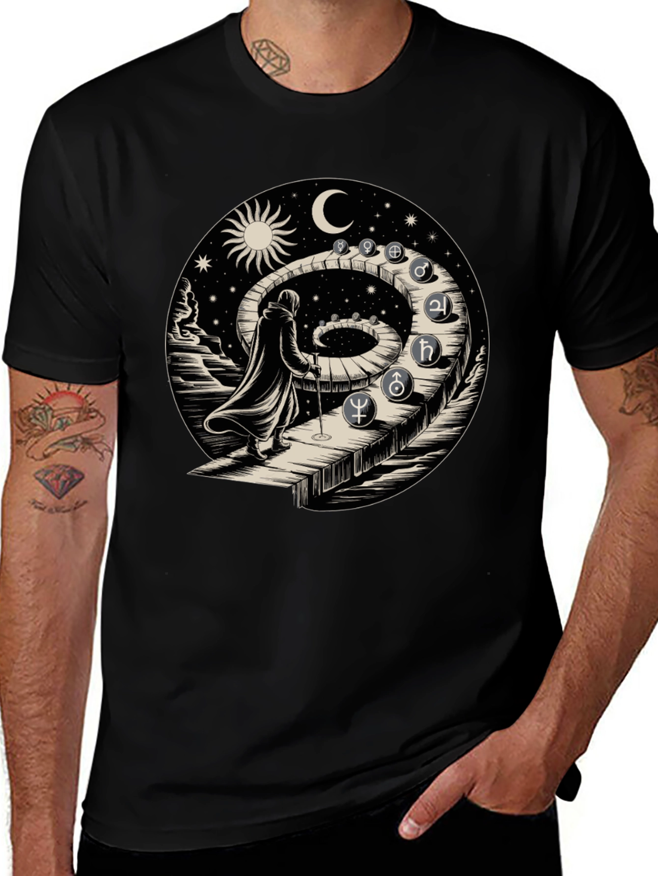 Camiseta Hombre Diseño Místico Astrología