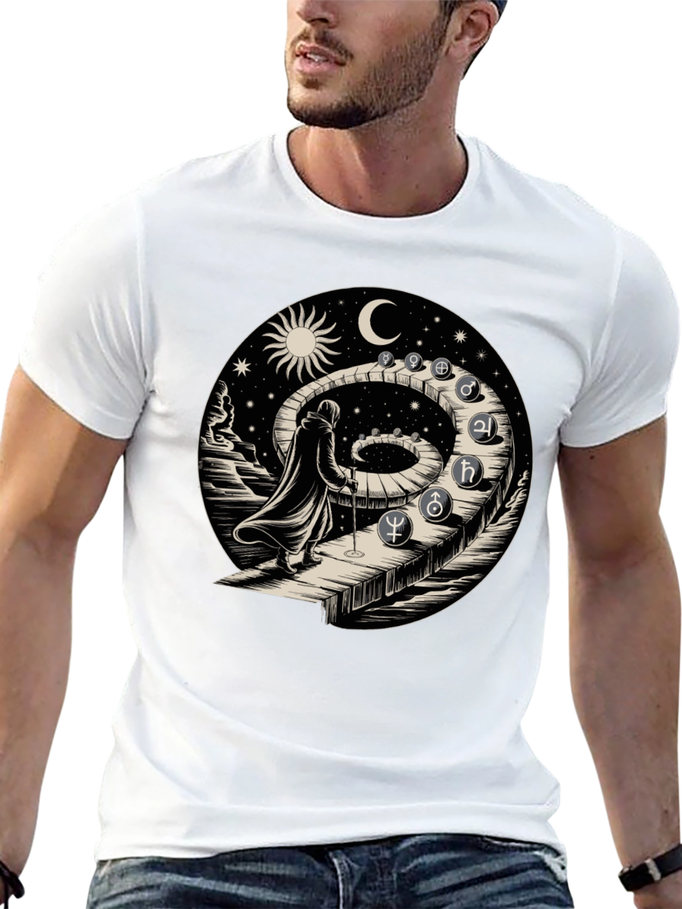 Camiseta Hombre Diseño Místico Astrología