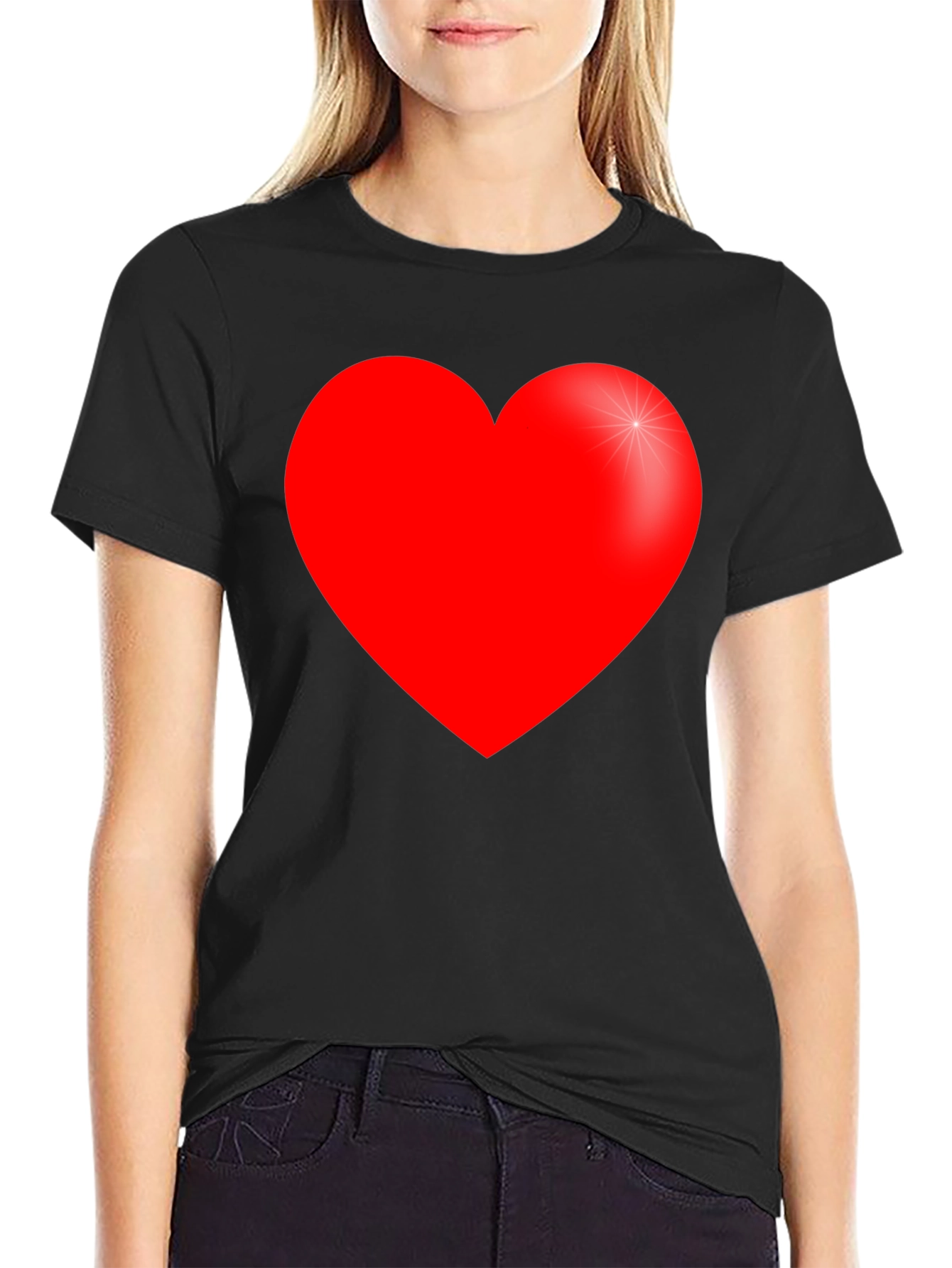 Camiseta Negra con Corazón Rojo para Hombre