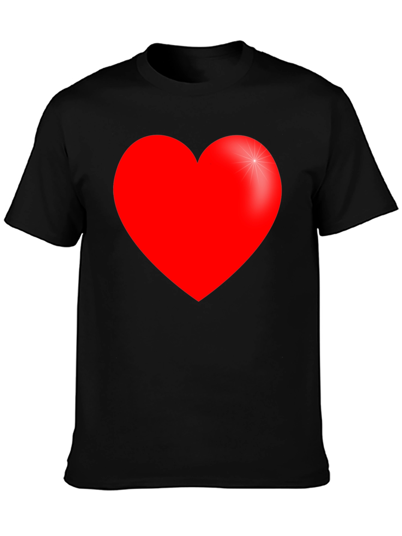 Camiseta Negra con Corazón Rojo para Hombre