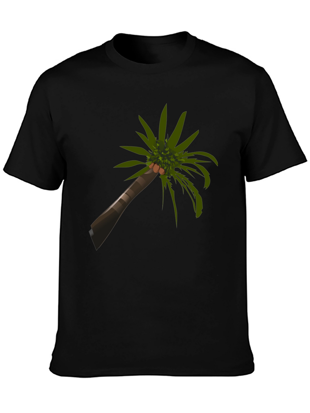 Camiseta Negra con Diseño de Palmera Tropical