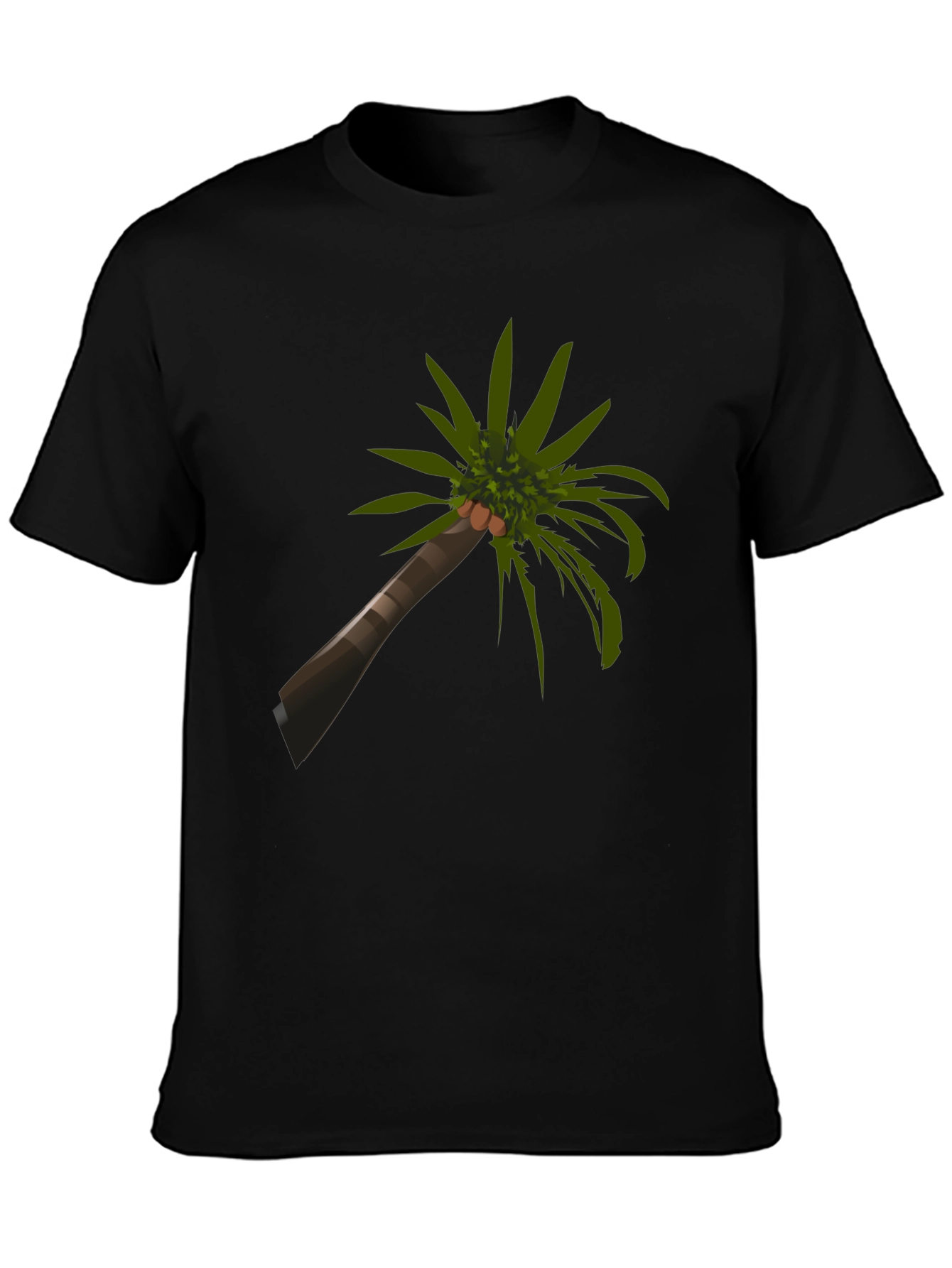 Camiseta Negra con Diseño de Palmera Tropical