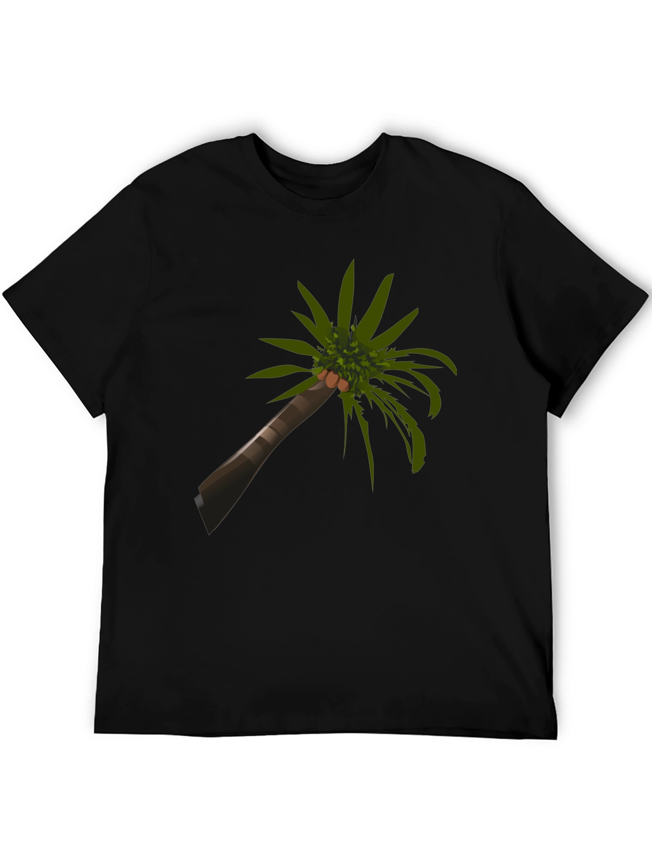 Camiseta Negra con Diseño de Palmera Tropical