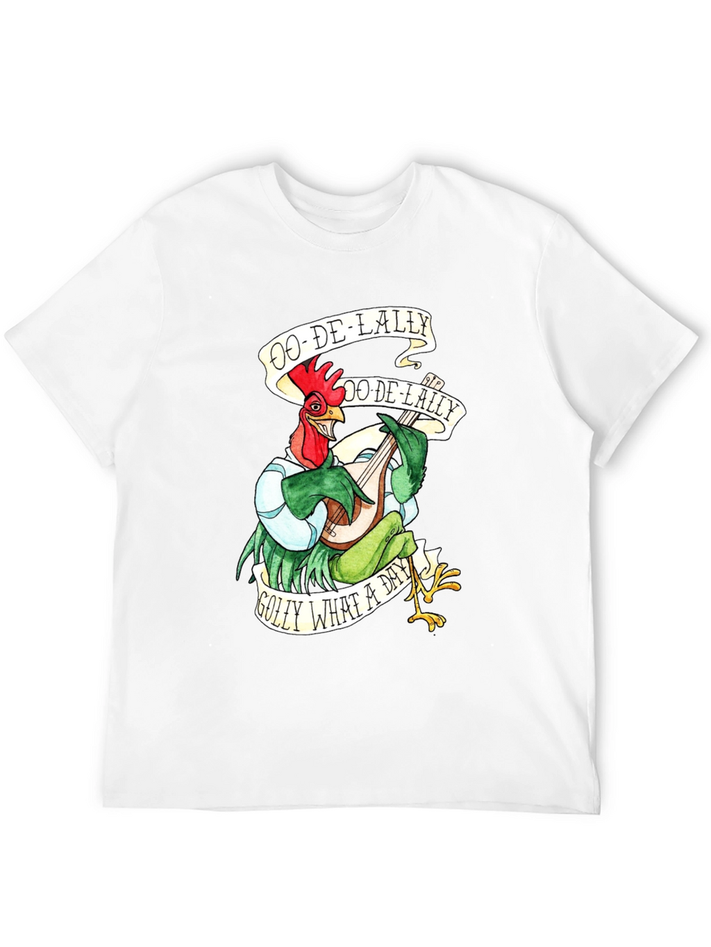 Camiseta Negra con Diseño de Gallo Músico