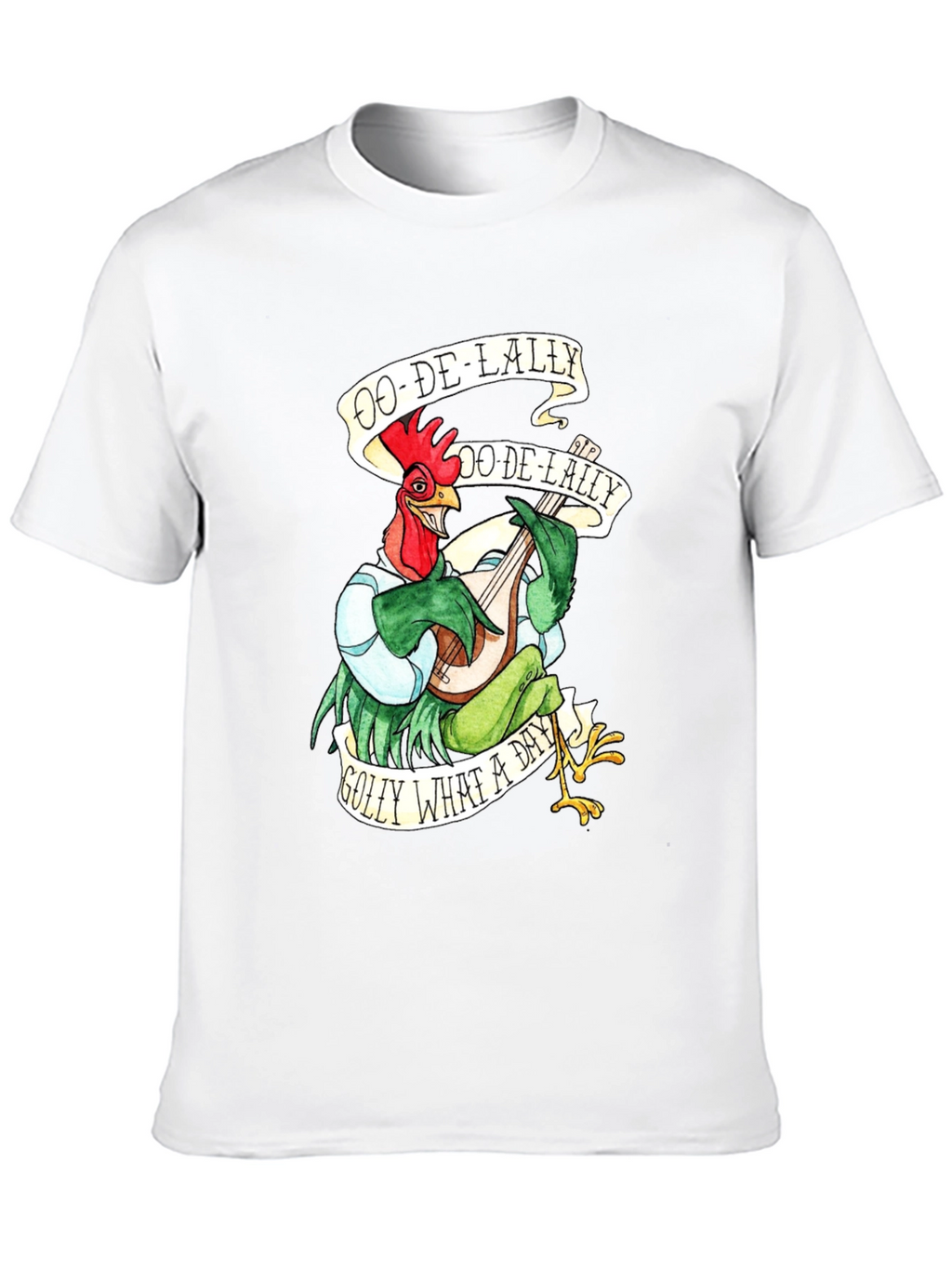 Camiseta Negra con Diseño de Gallo Músico