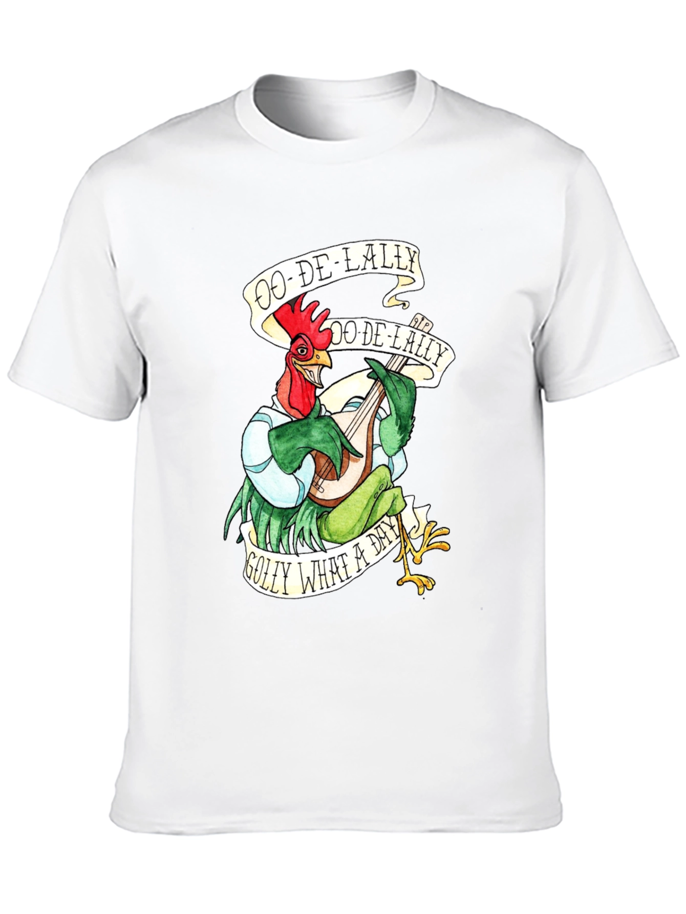 Camiseta Negra con Diseño de Gallo Músico